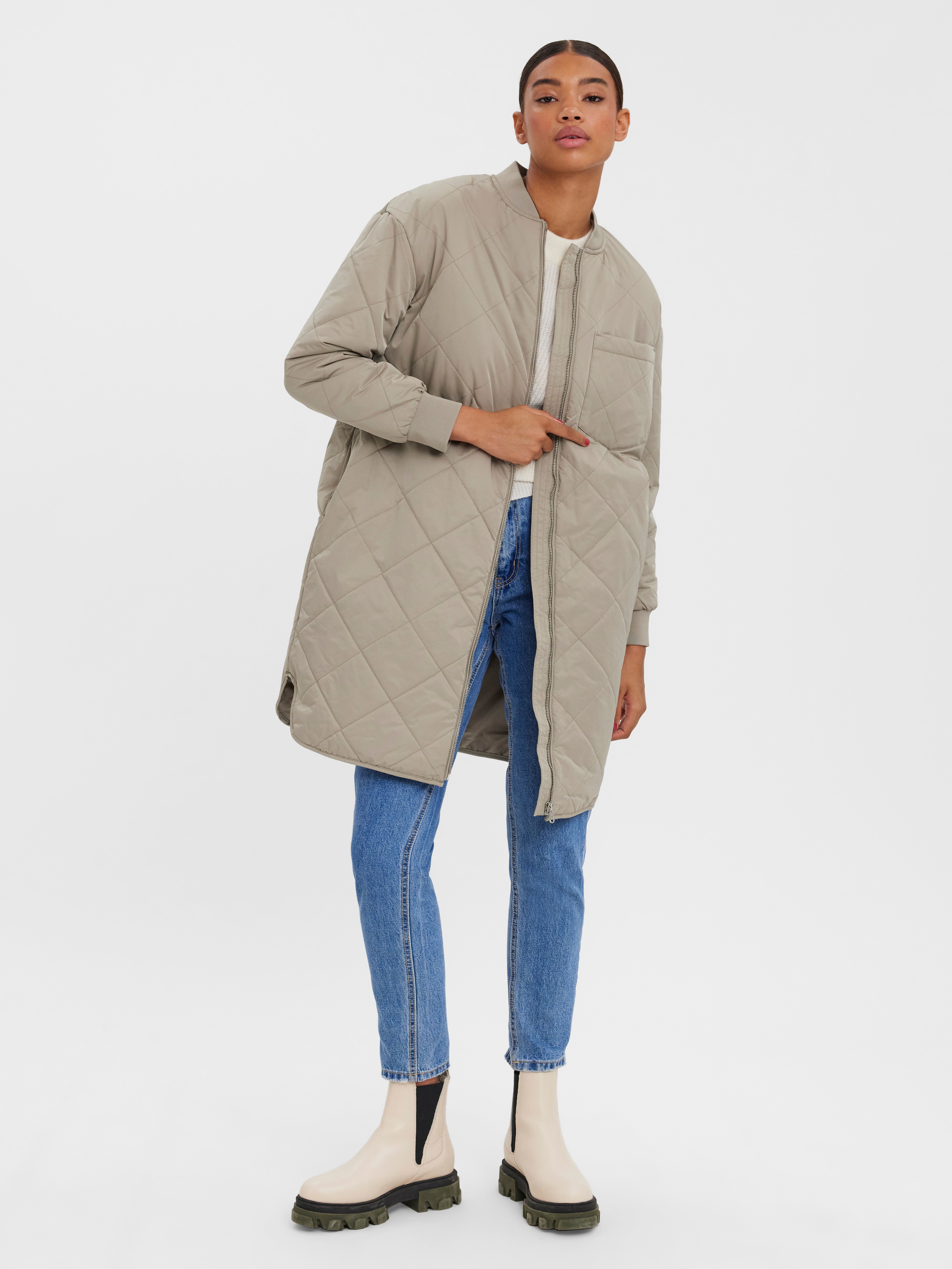 Vero Moda Quilted Jacket - Women - Grey - Size S