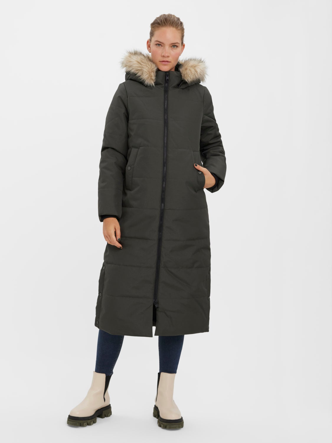 Vero Moda Vmcocoleopard Womens Coat In Grey in Grey Womens Clothing Coats Long coats and winter coats 