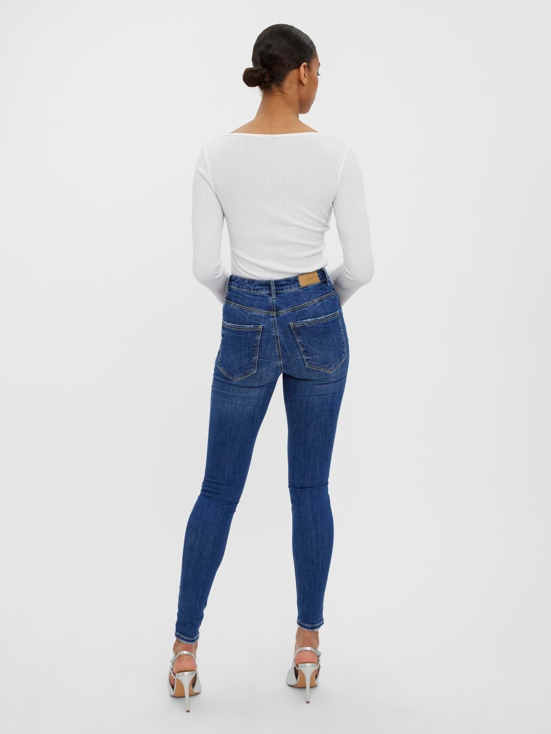 Vero Moda VMSOPHIA Hög midja Slim Fit Jeans -Medium Blue Denim - 10267212