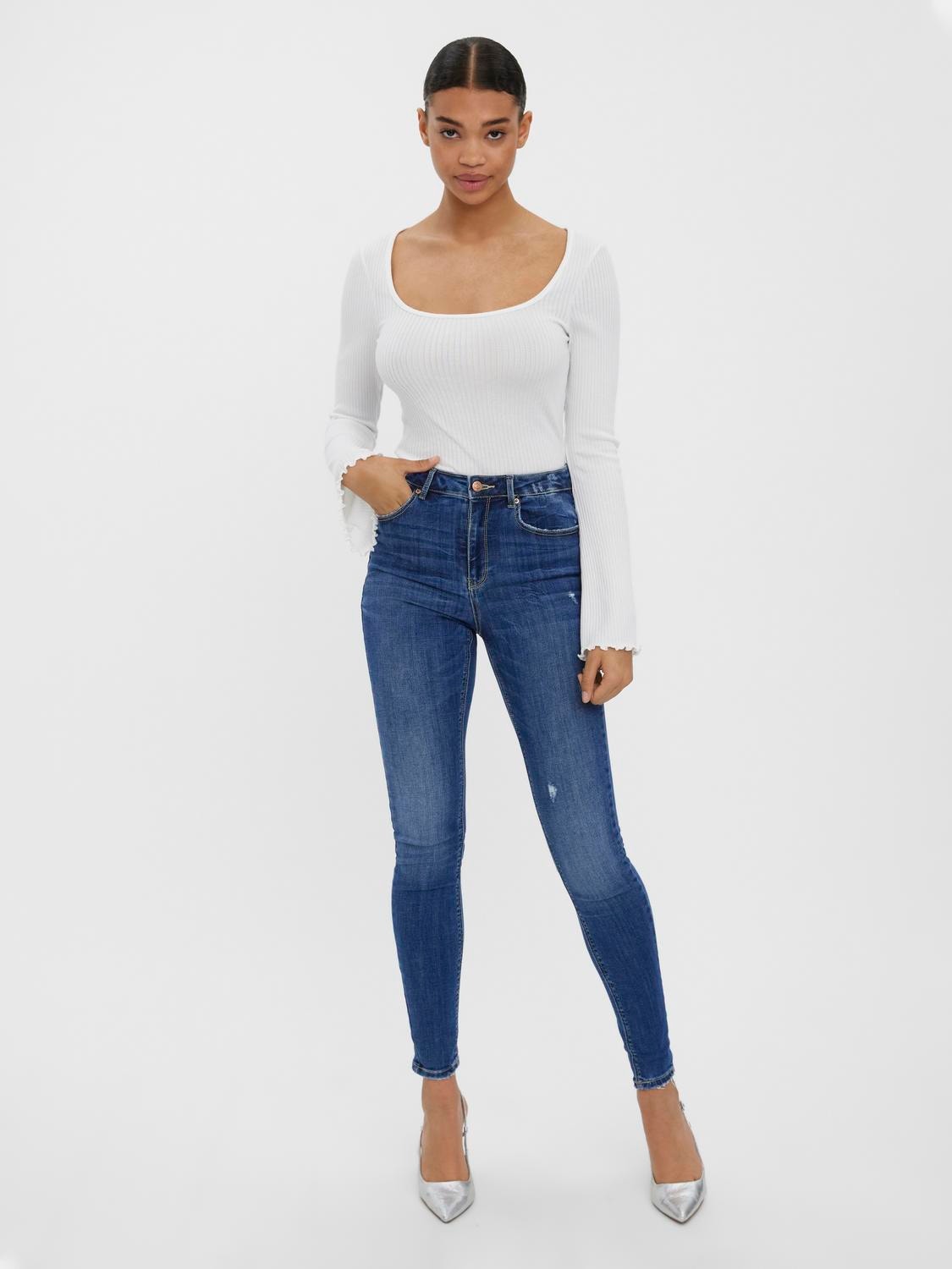 VMSOPHIA high rise jeans | Medium Blue | Vero Moda®