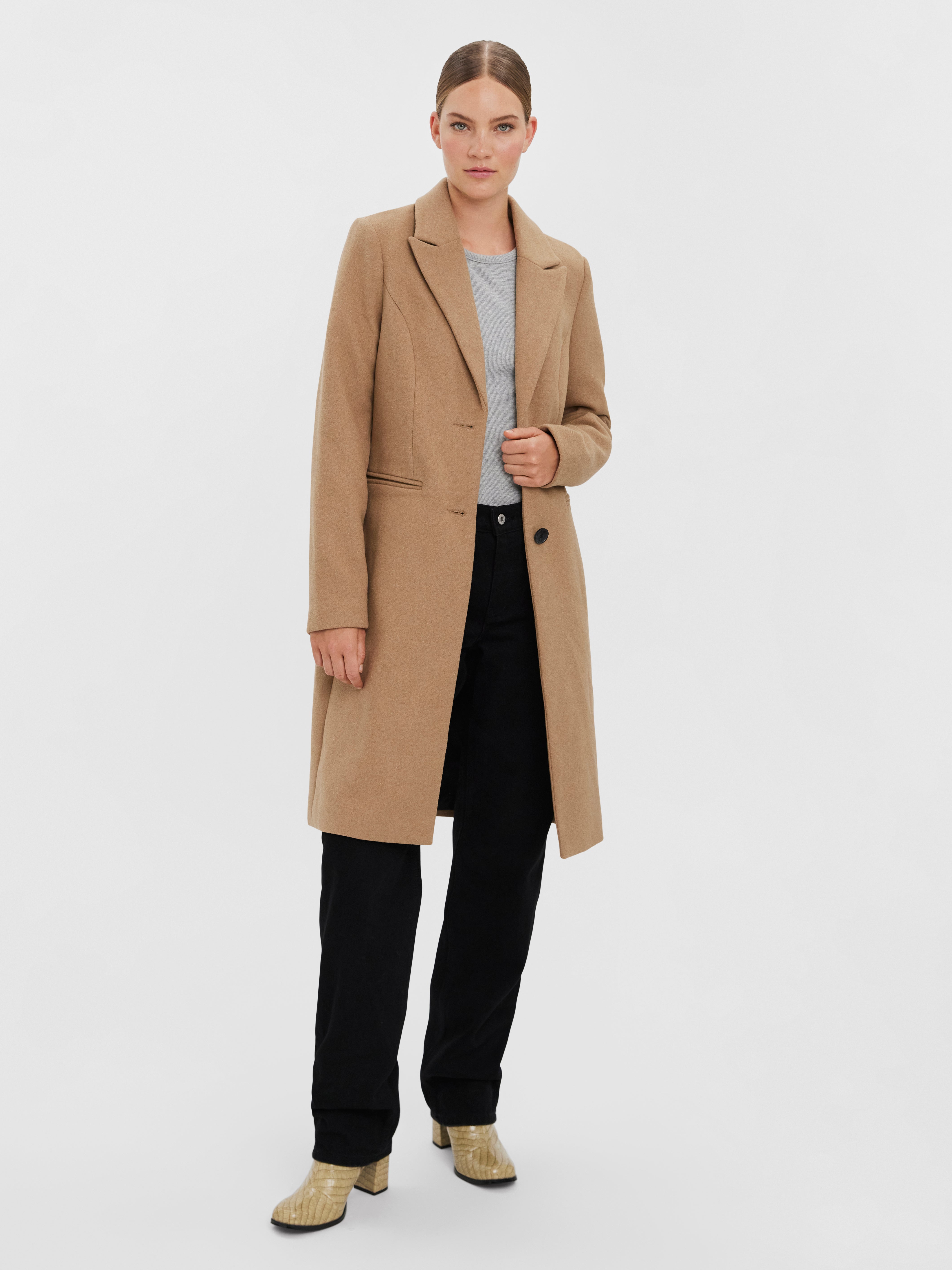 Beige M WOMEN FASHION Coats Basic Vero Moda Long coat discount 56% 