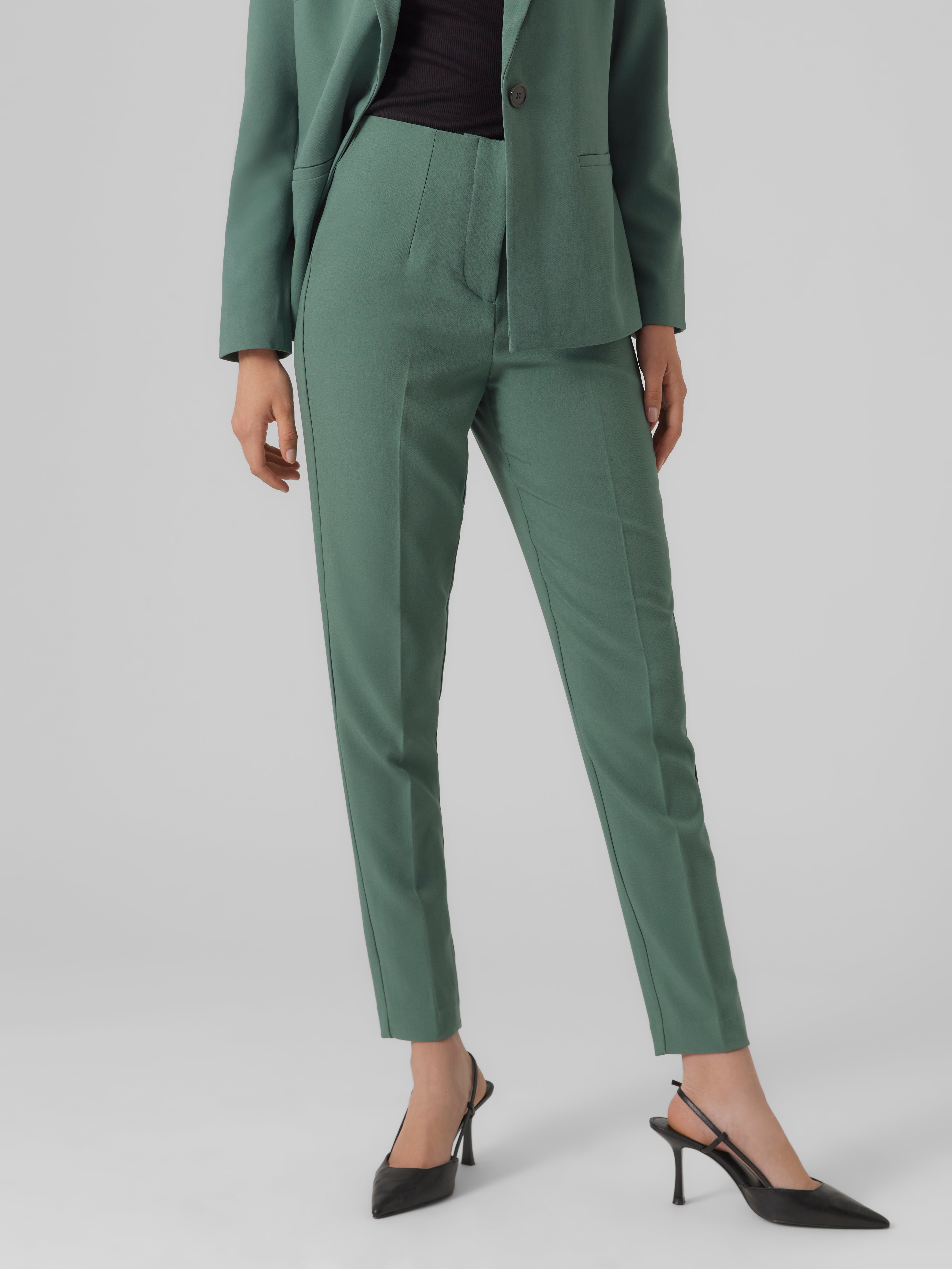 Pantalons Tapered Fit Taille haute Vert fonc Vero Moda