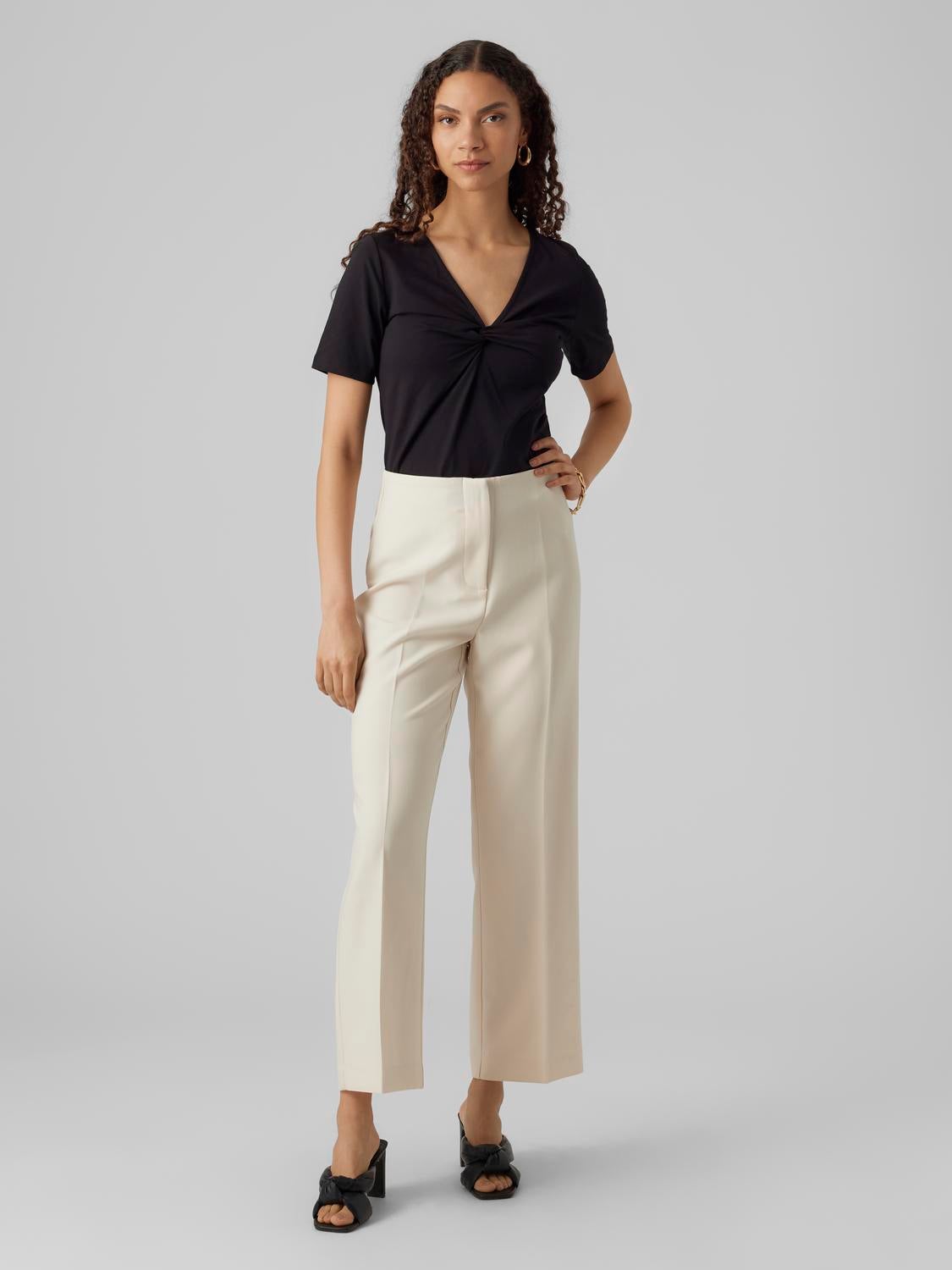 sulvam ∬ Wide High Waist Slacks Pants-