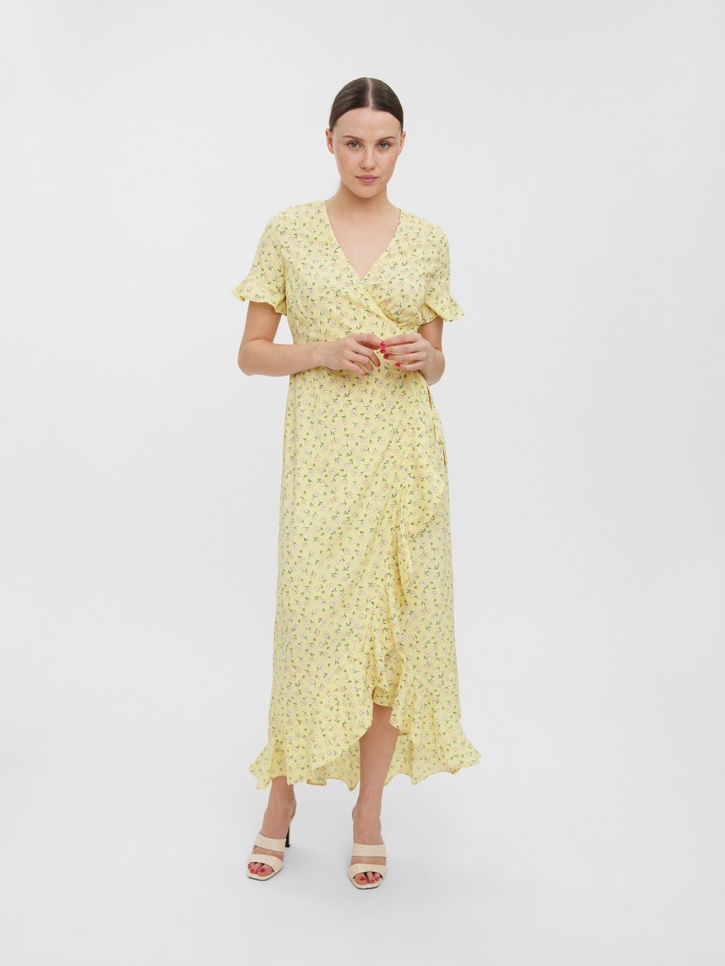 Ambient Ørken Betjene Regular fit V-hals Lang kjole | Light Yellow | Vero Moda®