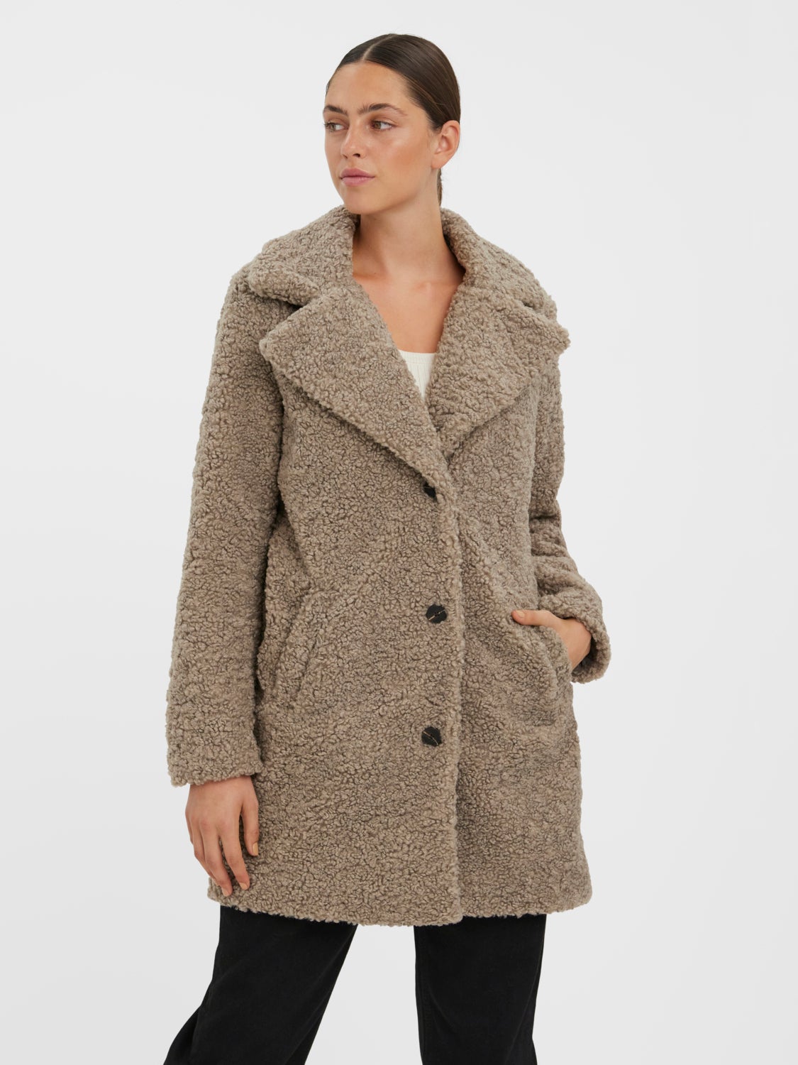Womens Clothing Coats Short coats Vero Moda Synthetic Overcoat in Beige Natural 