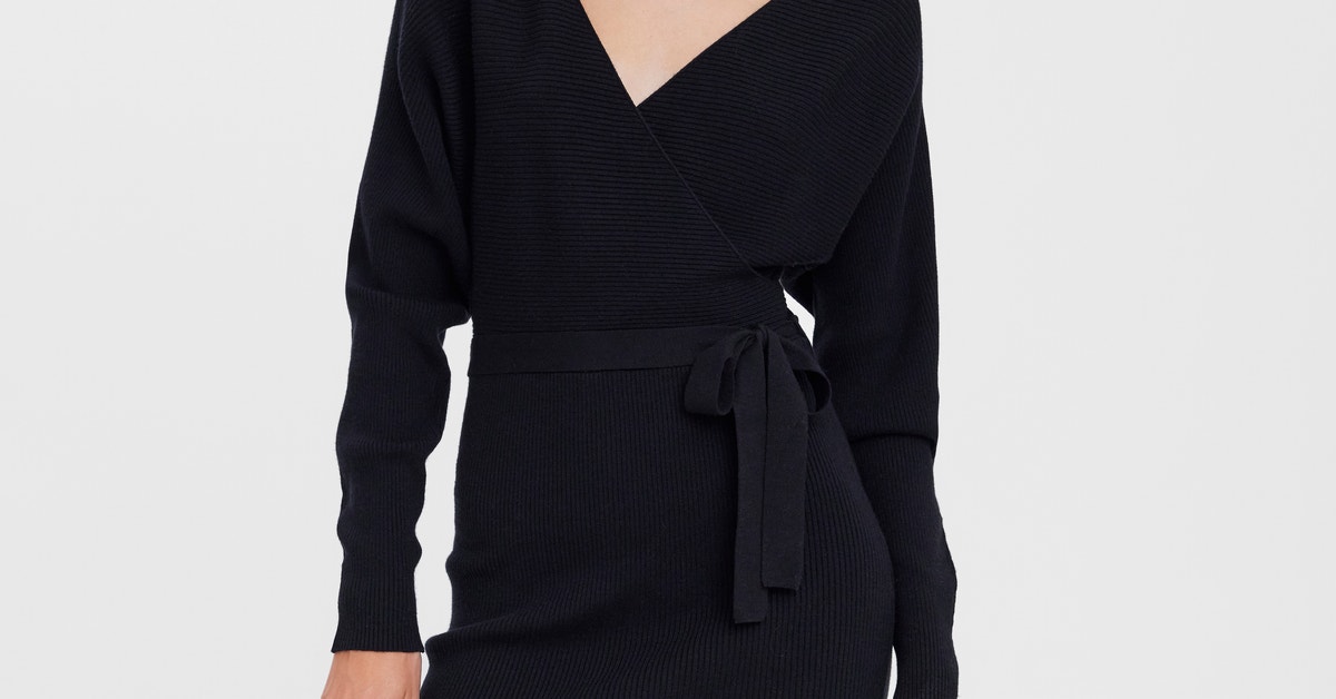 VERO MODA Gebreide damesjurk VMHOLLYREM lange jurk, zwart, XXL