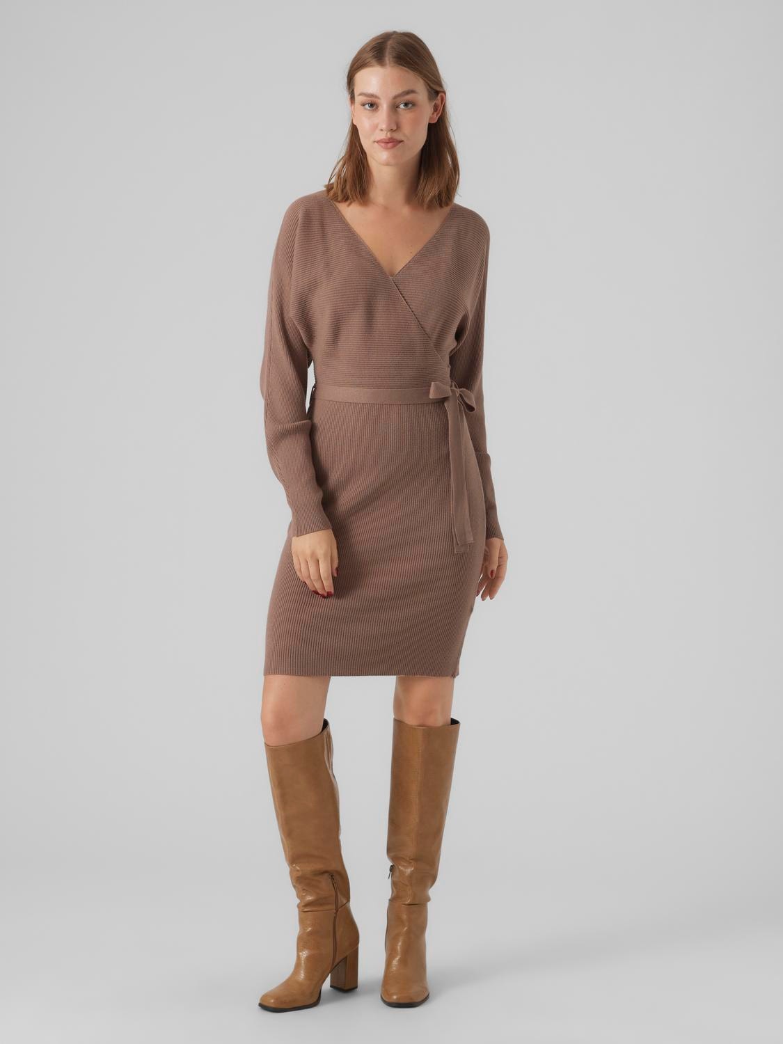Vero Moda VMHOLLYREM Lång klänning -Brown Lentil - 10269251