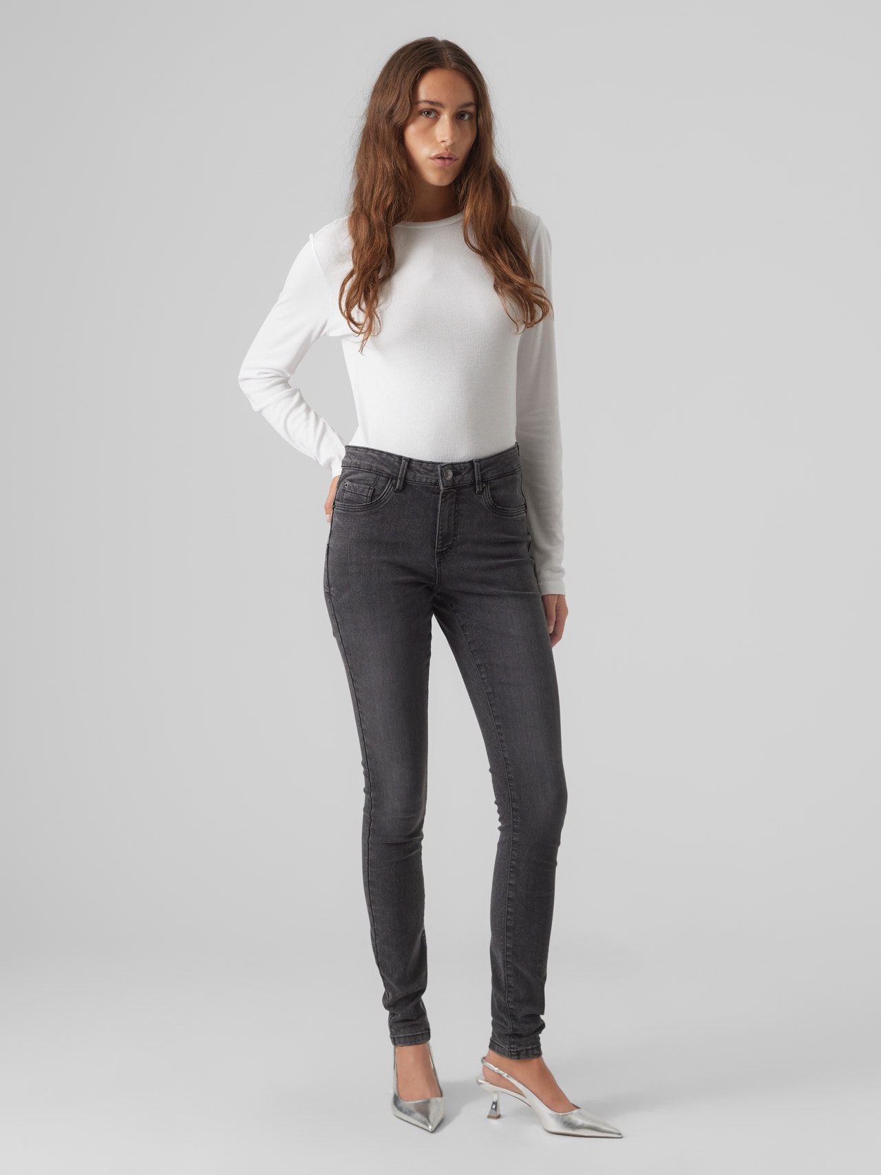 Vero Moda VMTANYA Slim Fit Jeans -Dark Grey Denim - 10269628