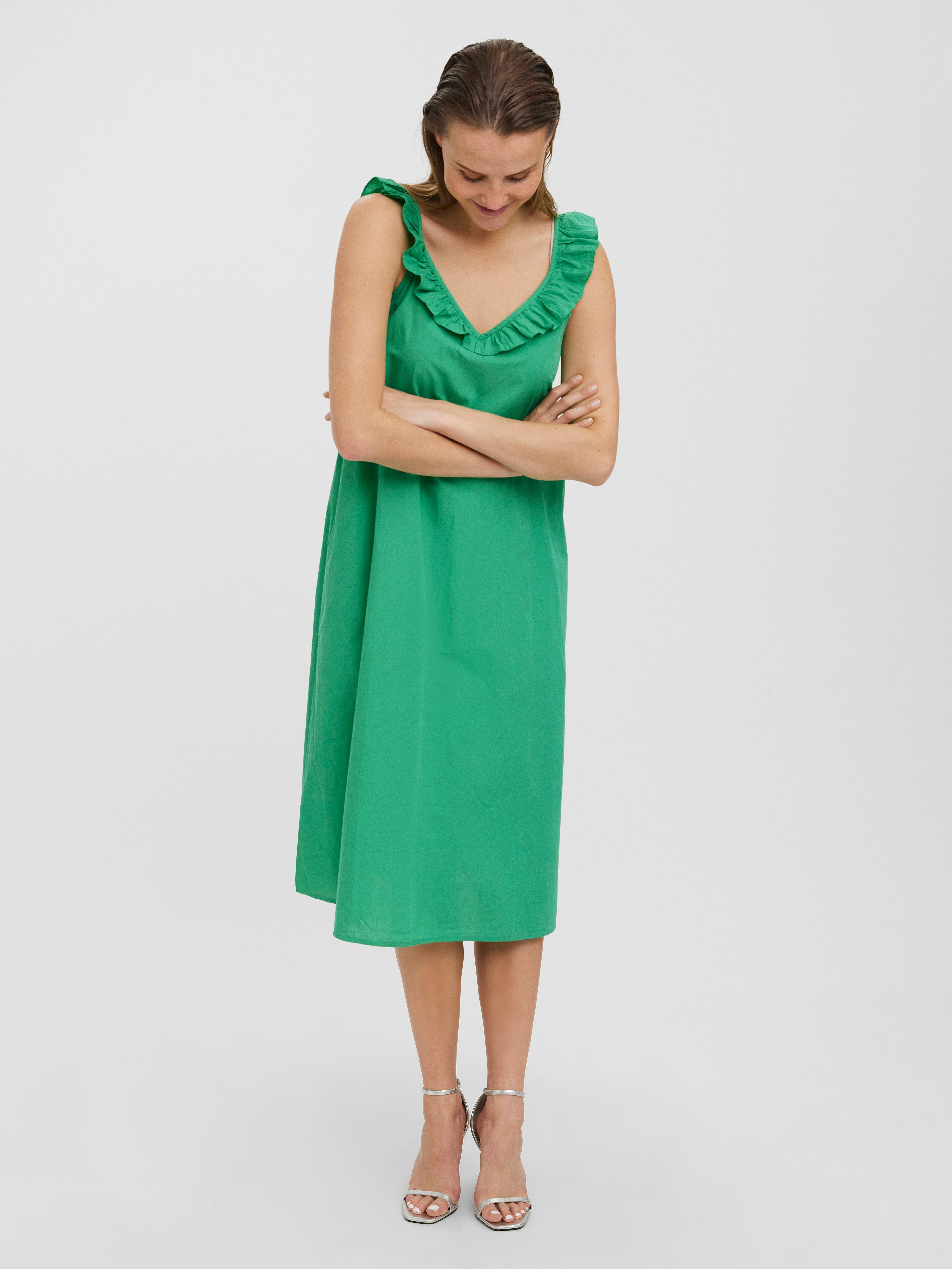 Regular fit V-Hals Lange jurk | Medium Green | Vero Moda®