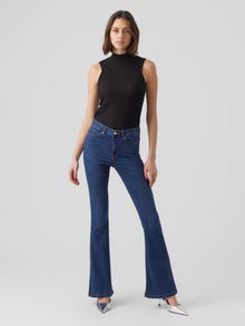 Vero Moda VMSIGA Høj talje Flared fit Jeans -Dark Blue Denim - 10271301