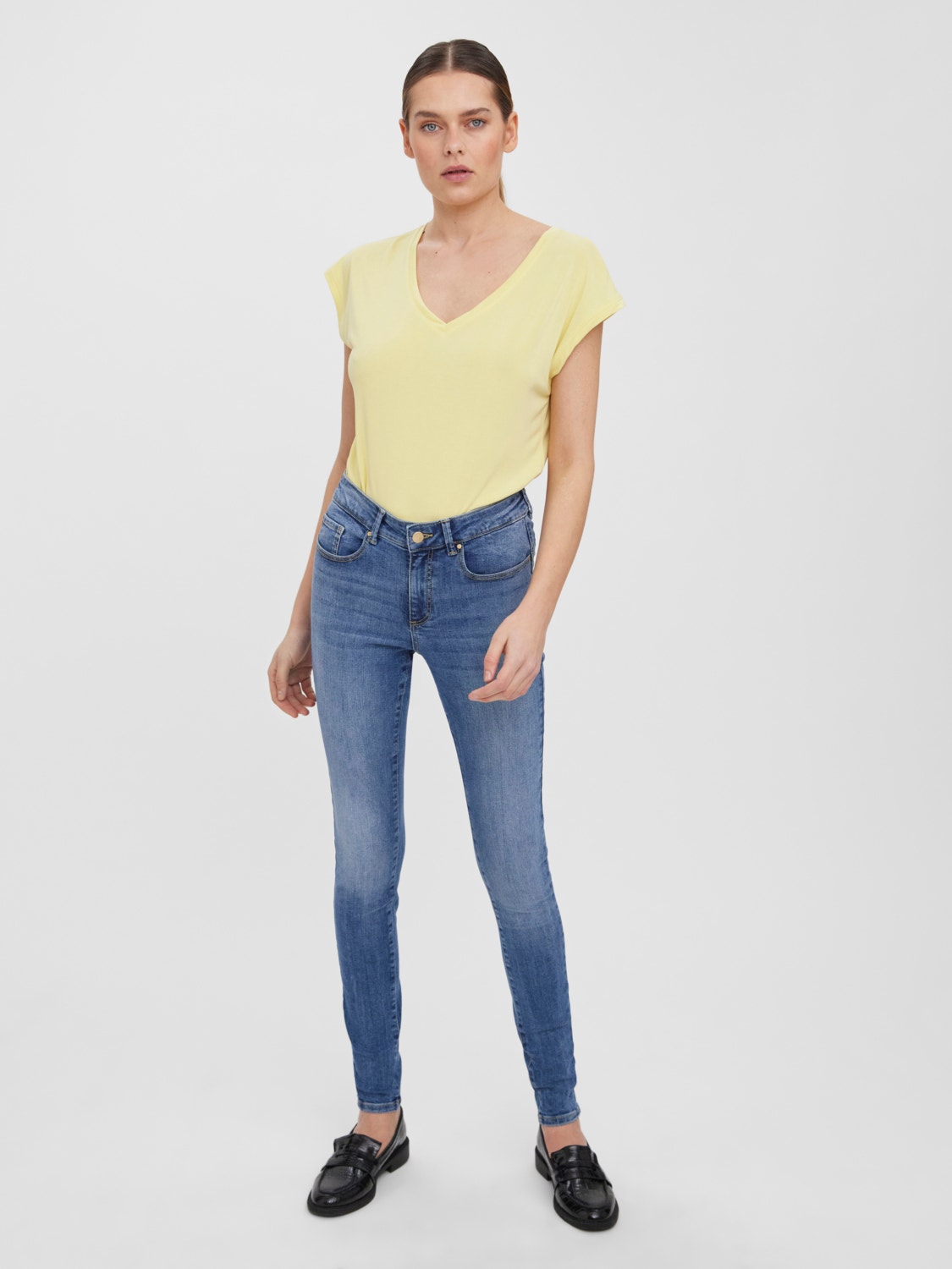 Vero Moda VMSEVEN Mid Rise Slim Fit Jeans -Medium Blue Denim - 10271889