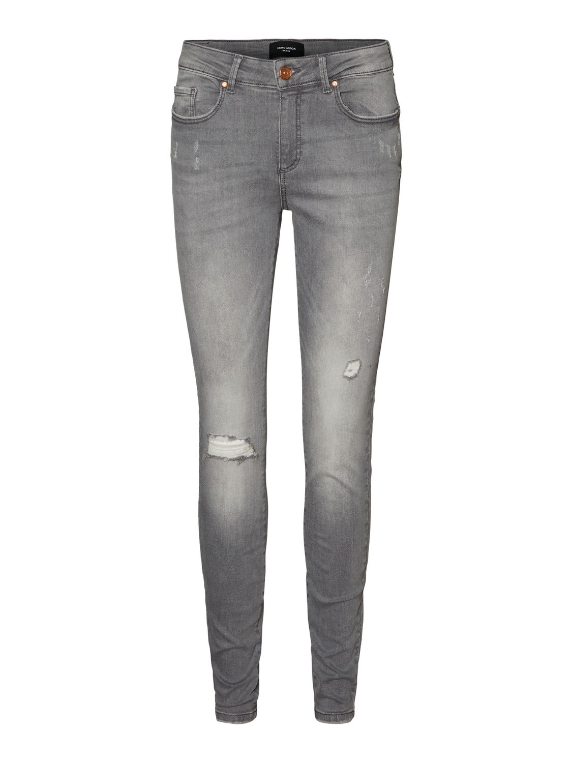 Vero Moda VMSEVEN Mid rise Slim Fit Jeans -Medium Grey Denim - 10271908