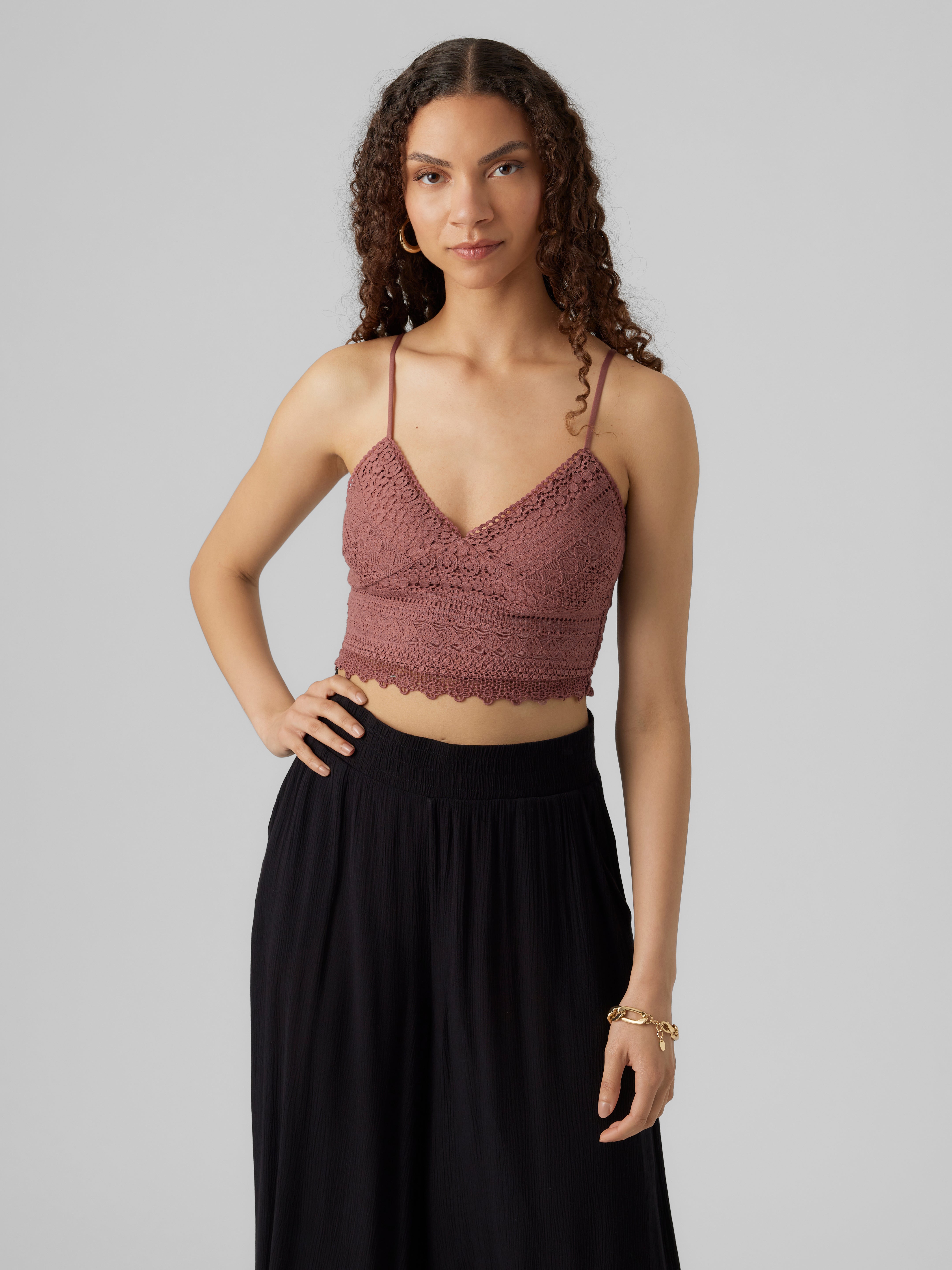 ヴェロモーダ Vero Moda crop top in bright pink レディース-