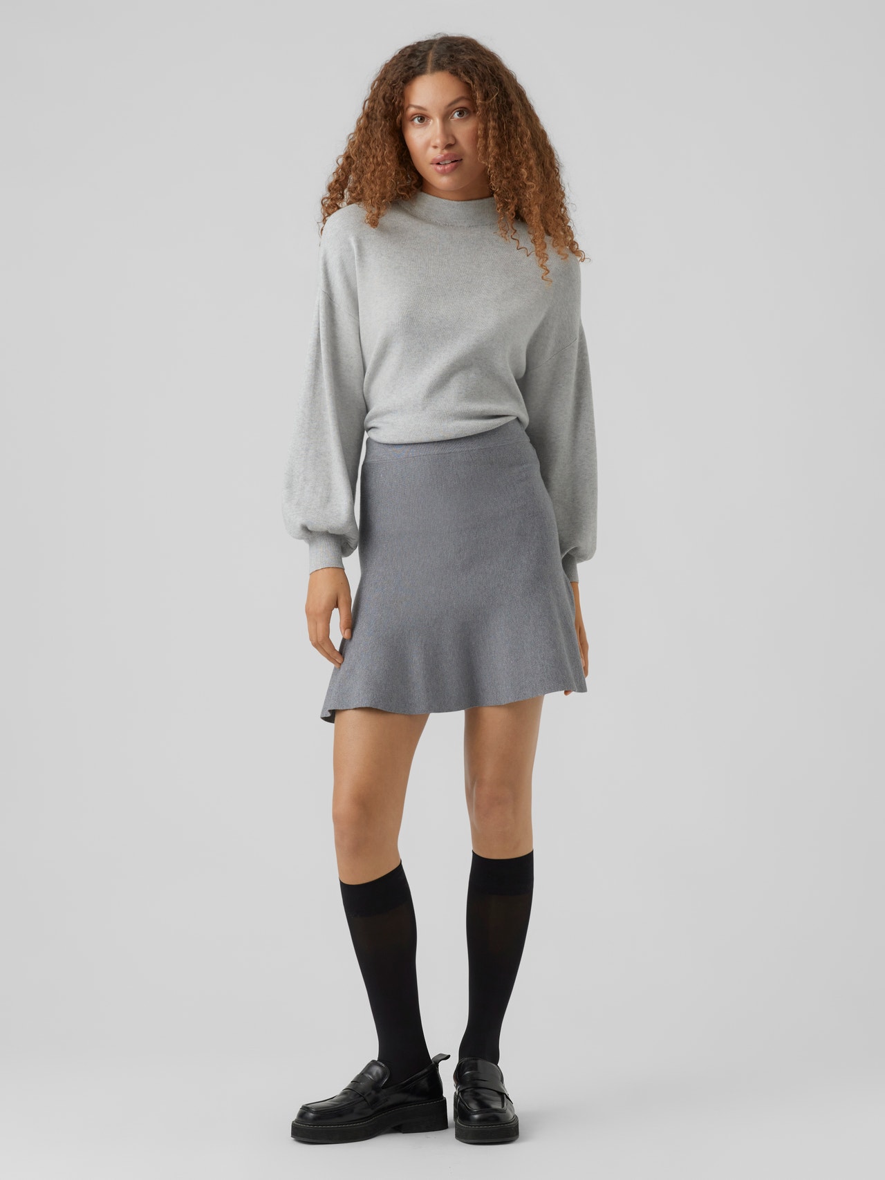 Vero Moda VMNANCY Kort nederdel -Medium Grey Melange - 10272707
