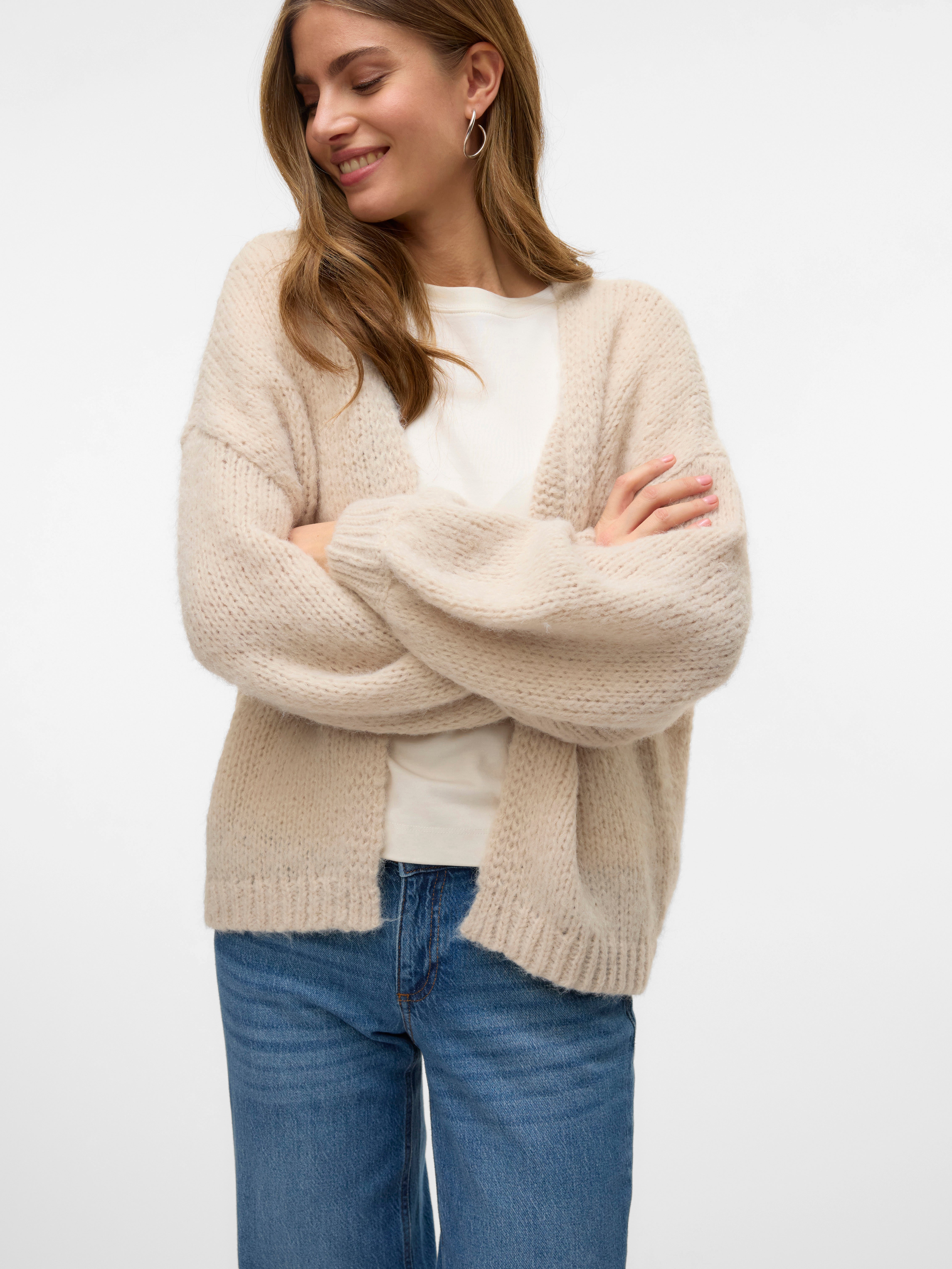 Cardigan Long VERO MODA VMDOFFY - Maille Fine, Coupe Oversized, Manches Longues, Pockets