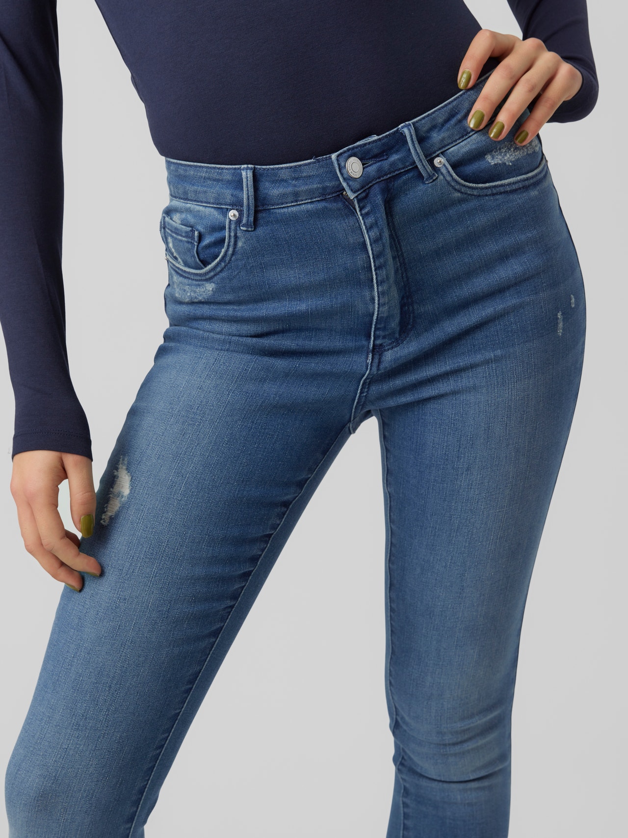 Vero Moda VMSOPHIA Superhög midja Skinny Fit Jeans -Medium Blue Denim - 10275356