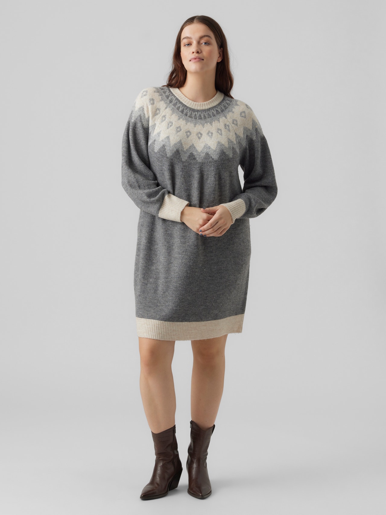 Vero Moda VMSIMONENEW Lange jurk -Medium Grey Melange - 10276881