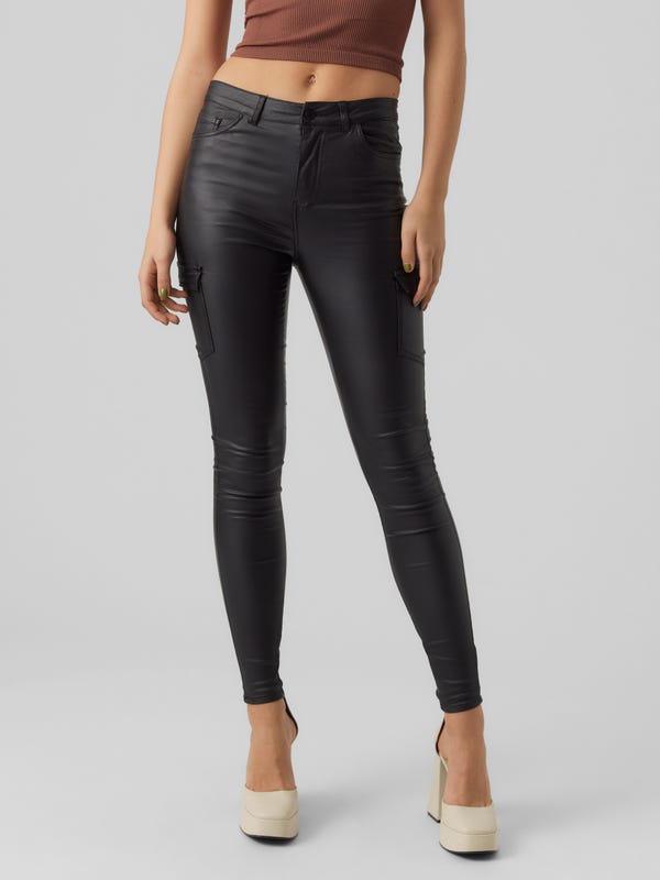 Slim Fit Middels høy midje Bukser | Black | Vero Moda®