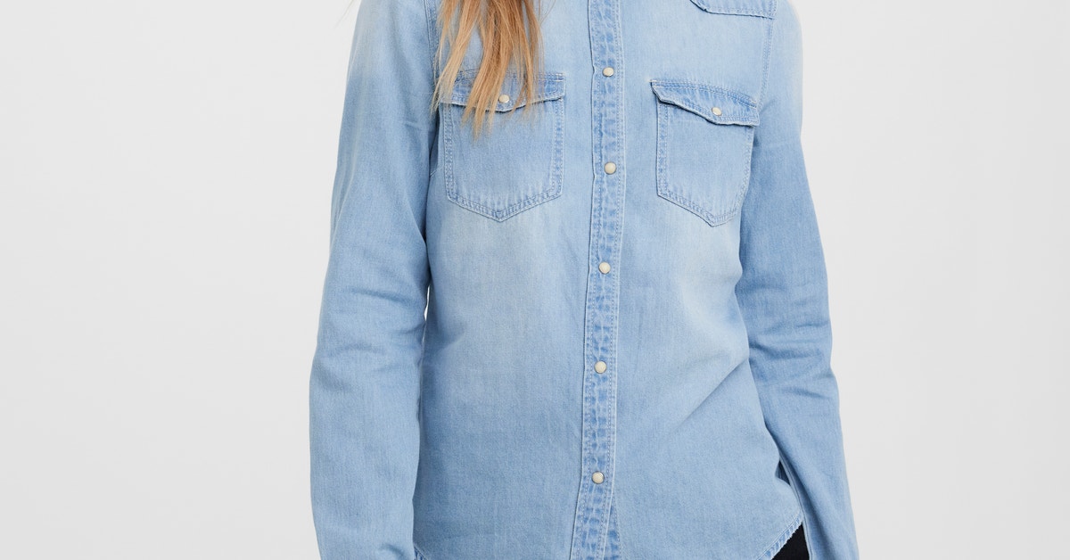 VERO MODA dame skjorte AWALLY - Brunnera Blue Stripes WHITE