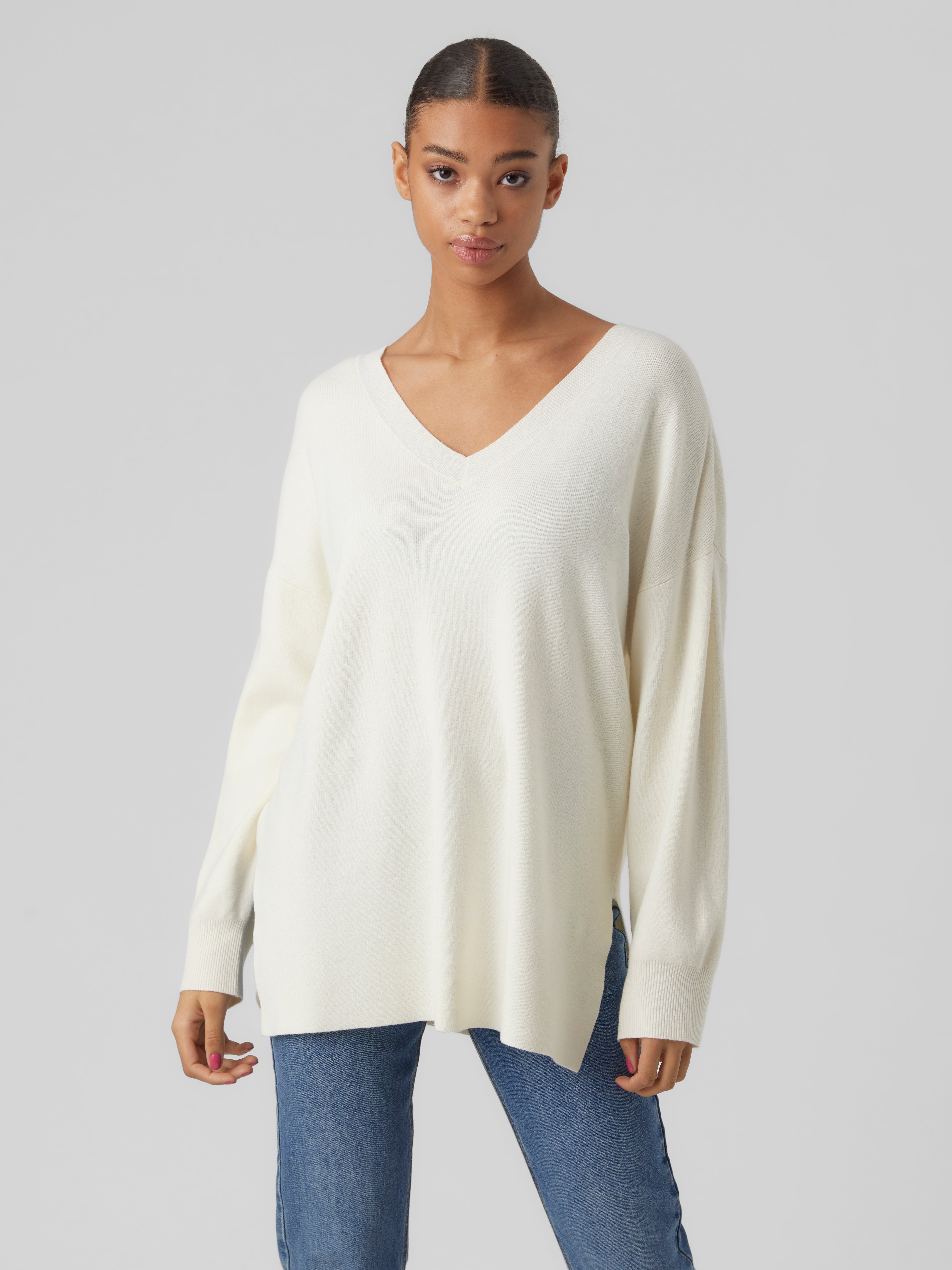 V neck drop shoulder oversized clearance sweater