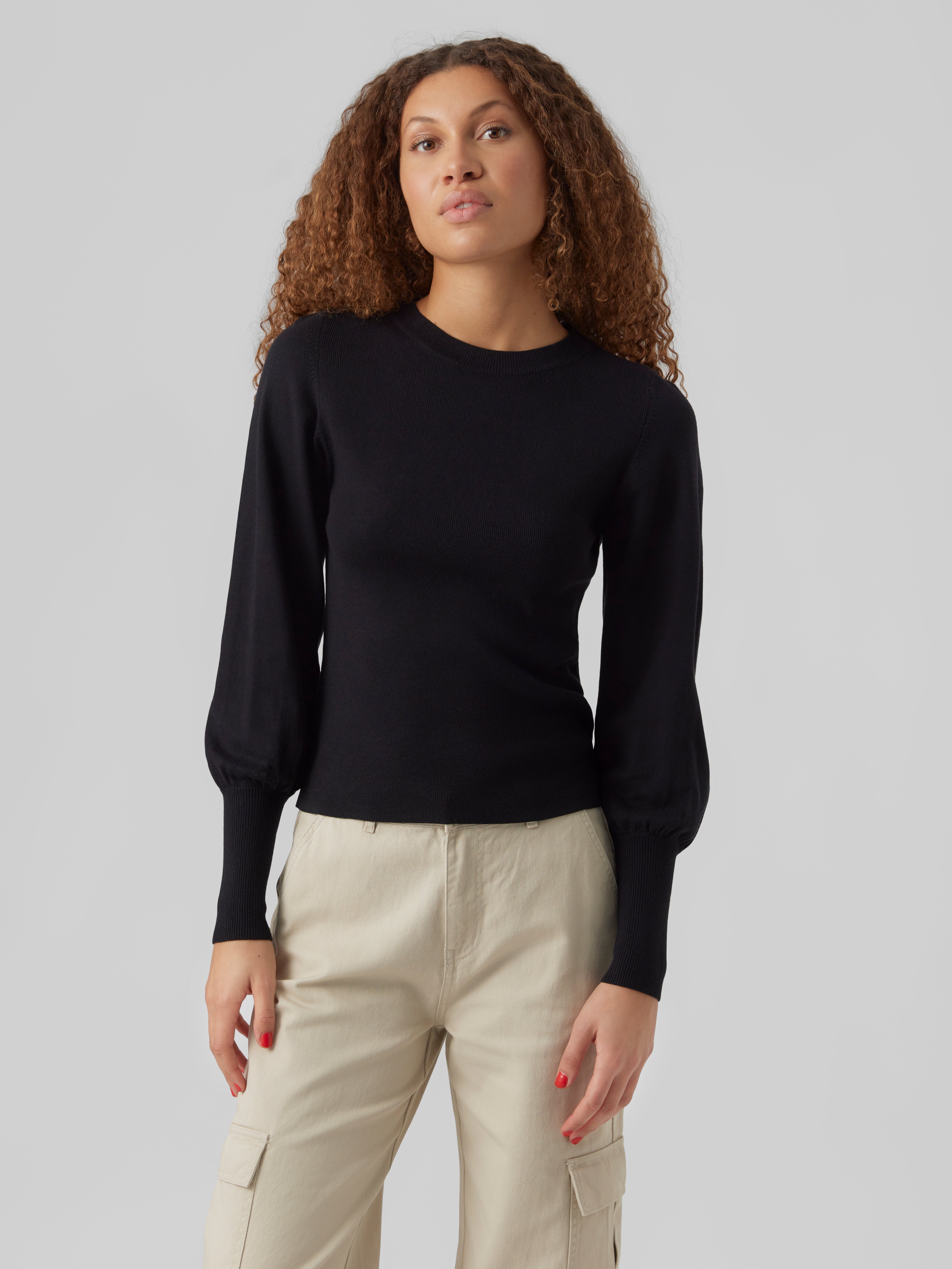 VERO MODA Damen Strickpullover VMHOLLYKARISPUFF – Mit Stehkragen & Ballonärmeln, Nachhaltige Livaeco-Faser