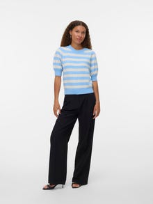 Vero Moda Tavapärane lõige Ümmargune kaelus Soonikuga mansetid Pullover -Little Boy Blue - 10278313