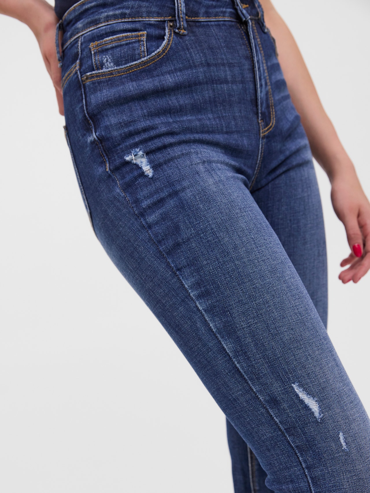 Vero Moda VMSIGA Wysoki stan Krój skinny Jeans -Dark Blue Denim - 10278601