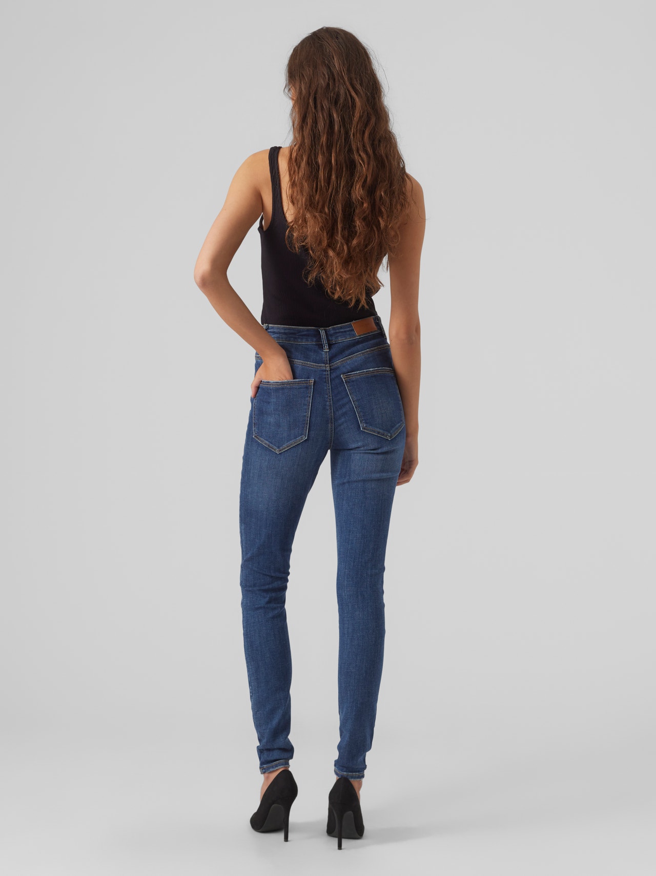 Vero Moda VMSOPHIA Hög midja Skinny Fit Jeans -Dark Blue Denim - 10278603