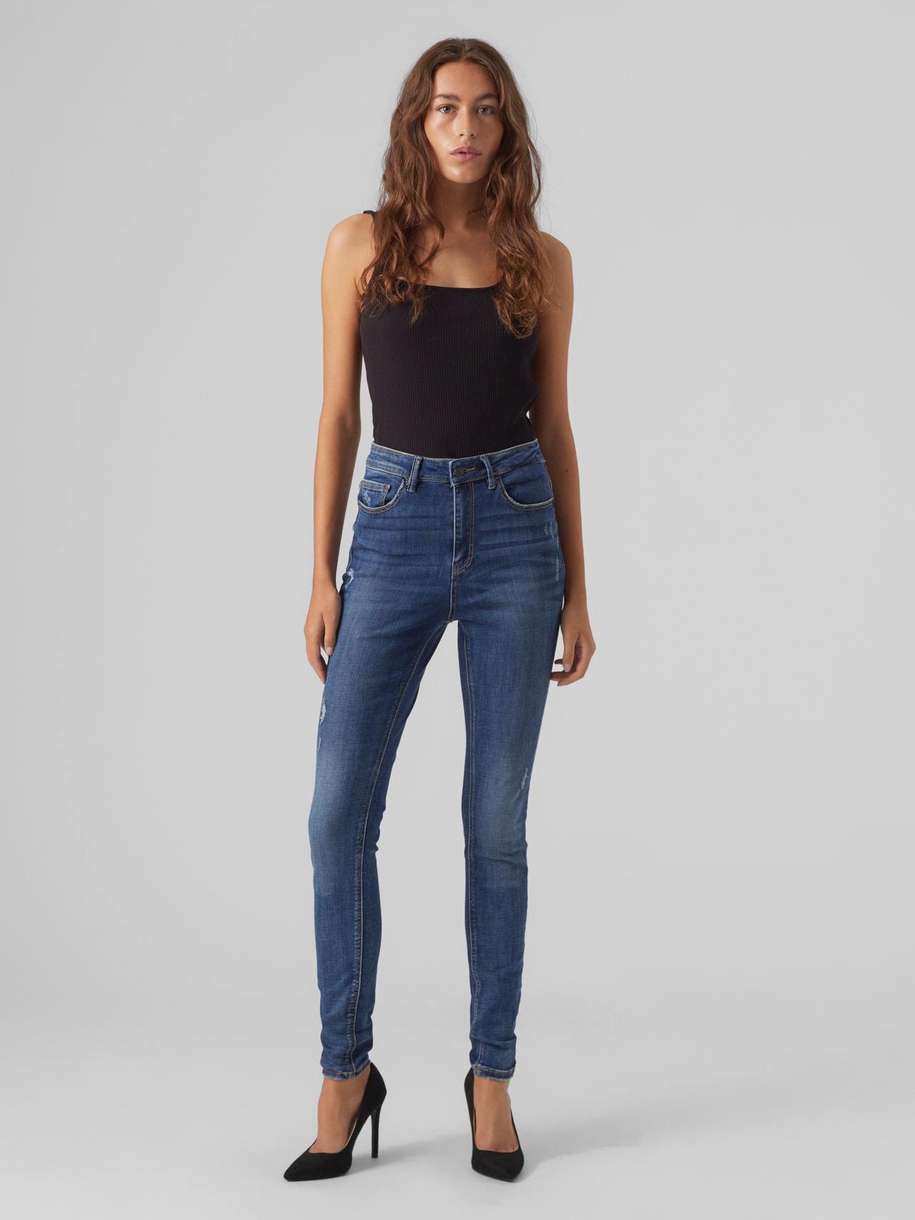 Vero Moda VMSOPHIA Hohe Taille Skinny Fit Jeans -Dark Blue Denim - 10278603