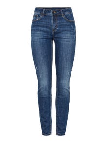 Vero Moda VMSEVEN Medelhög midja Skinny Fit Jeans -Dark Blue Denim - 10278604