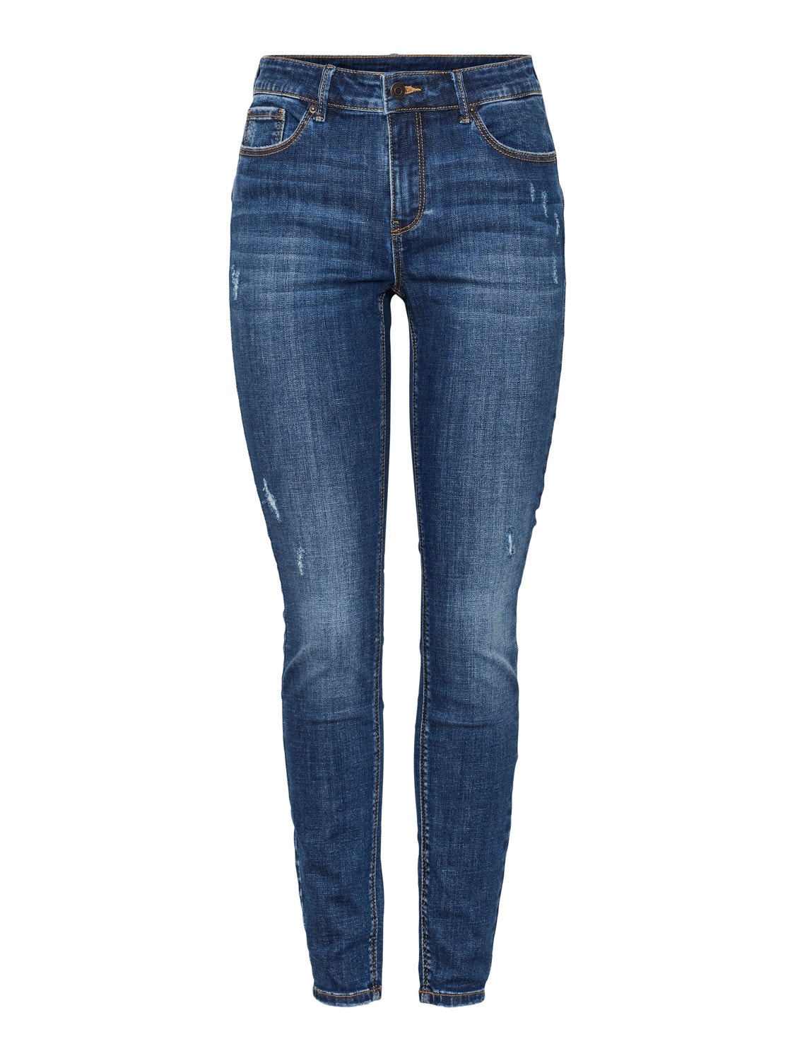 Vero Moda VMSEVEN Middels høyt snitt Skinny Fit Jeans -Dark Blue Denim - 10278604