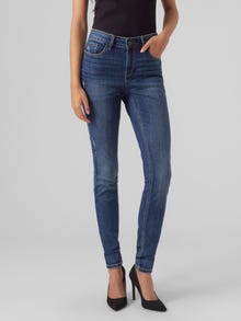 Vero Moda VMSEVEN Mid rise Skinny fit Jeans -Dark Blue Denim - 10278604