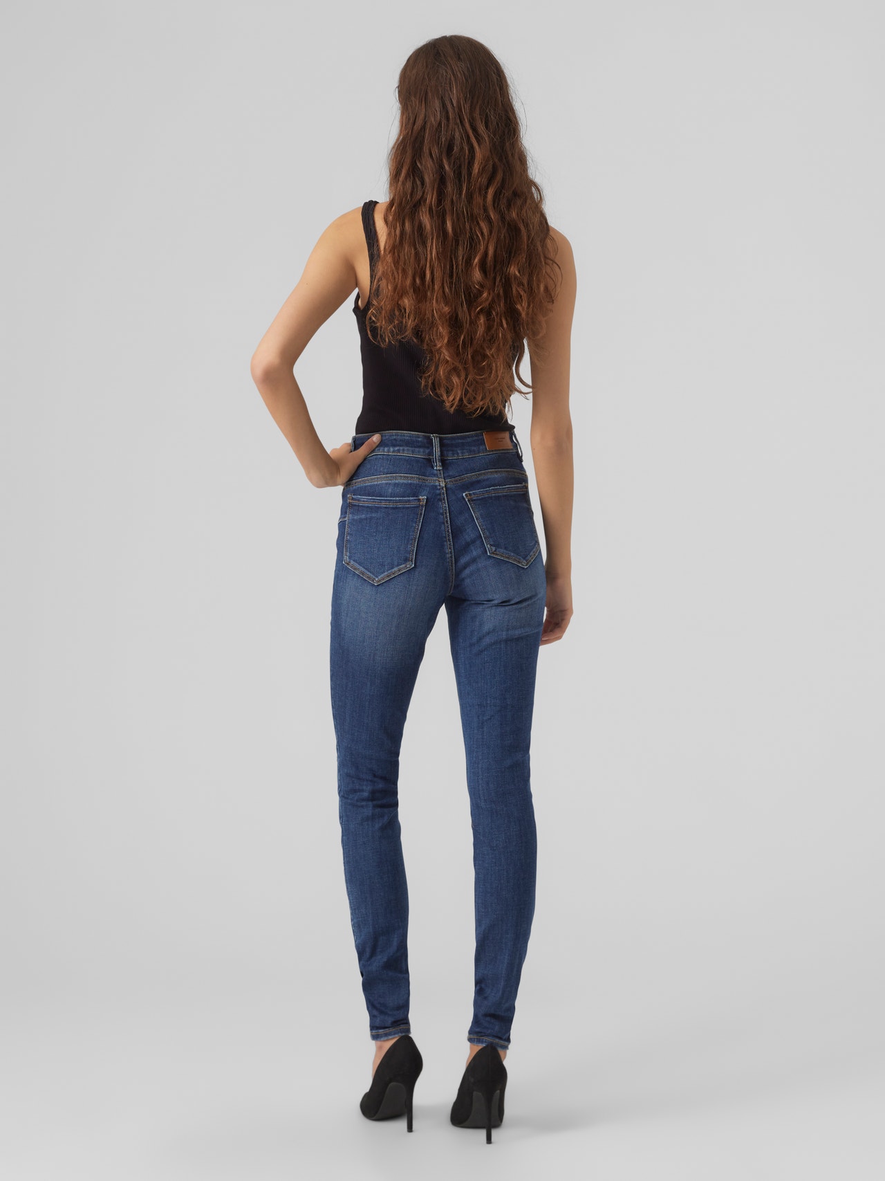 Vero Moda VMSEVEN Mid rise Skinny Fit Jeans -Dark Blue Denim - 10278604