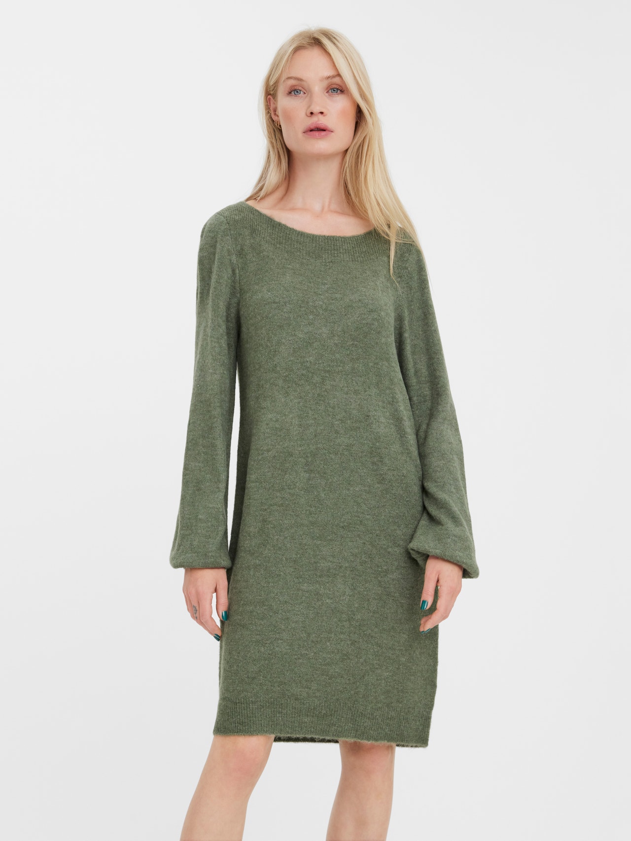 openbaring Respectvol Romantiek Regular fit Boothals Ballonmouwen Korte jurk | Medium Green | Vero Moda®
