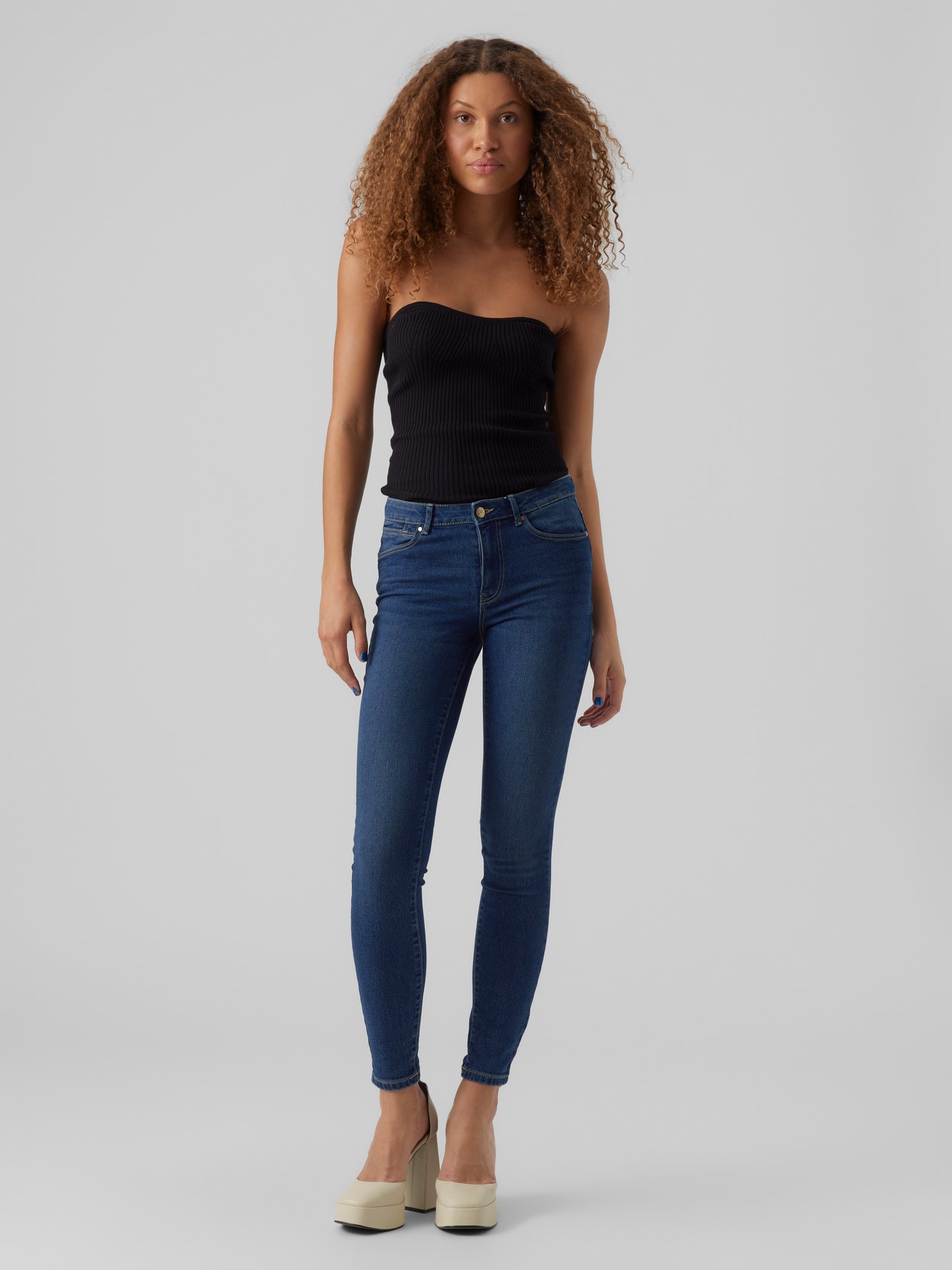 Vero Moda VMJUNE Mid Rise Skinny Fit Jeans -Medium Blue Denim - 10278817