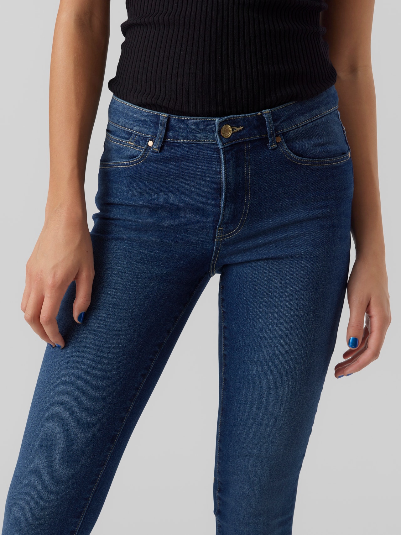 Vero Moda VMJUNE Middels høyt snitt Skinny Fit Jeans -Medium Blue Denim - 10278817