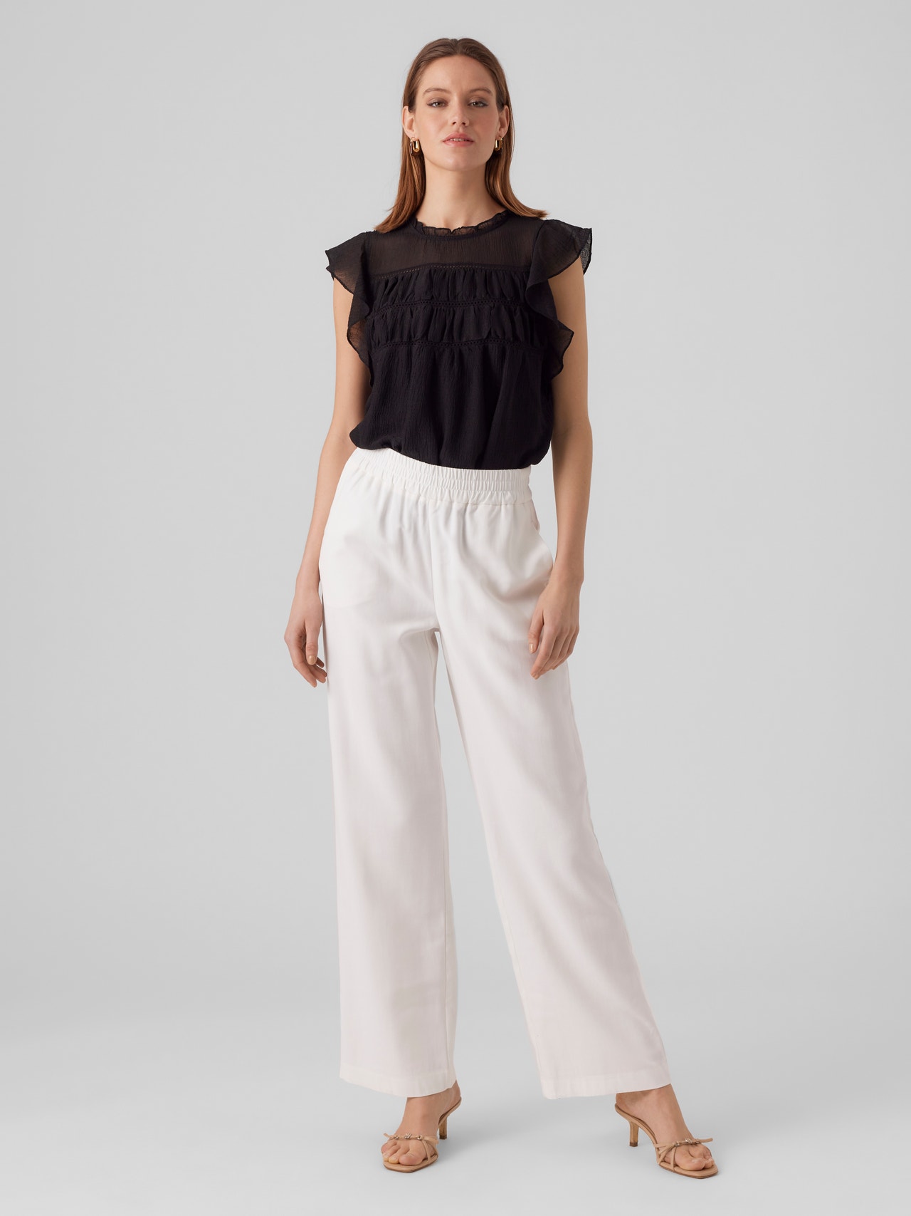 Vero Moda VMCARMEN High rise Trousers -Snow White - 10278926