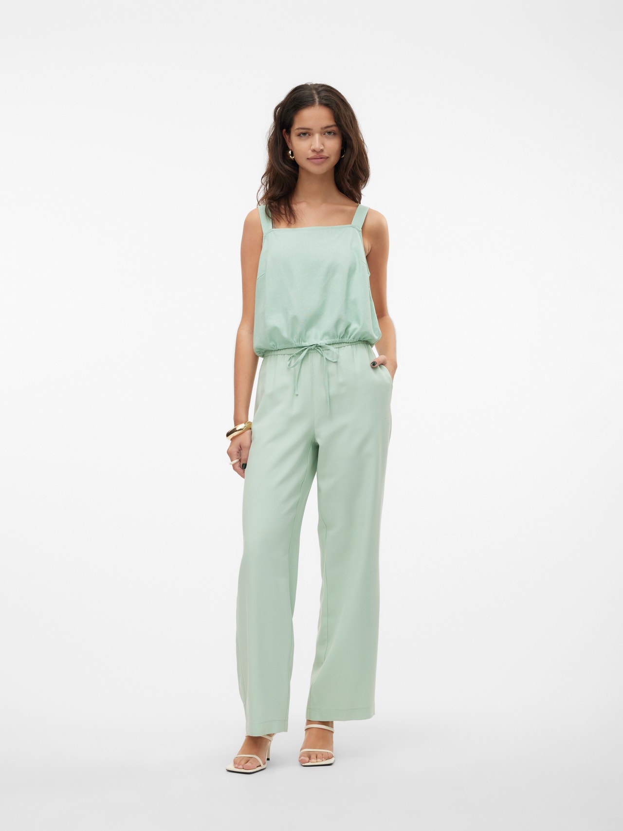 Vero Moda VMCARMEN High rise Trousers -Silt Green - 10278926