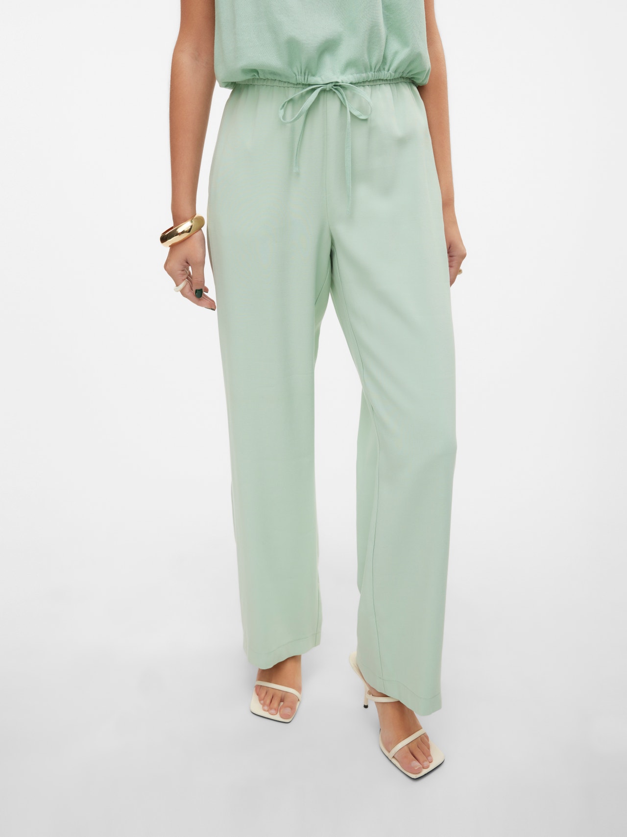 Vero Moda VMCARMEN High rise Trousers -Silt Green - 10278926