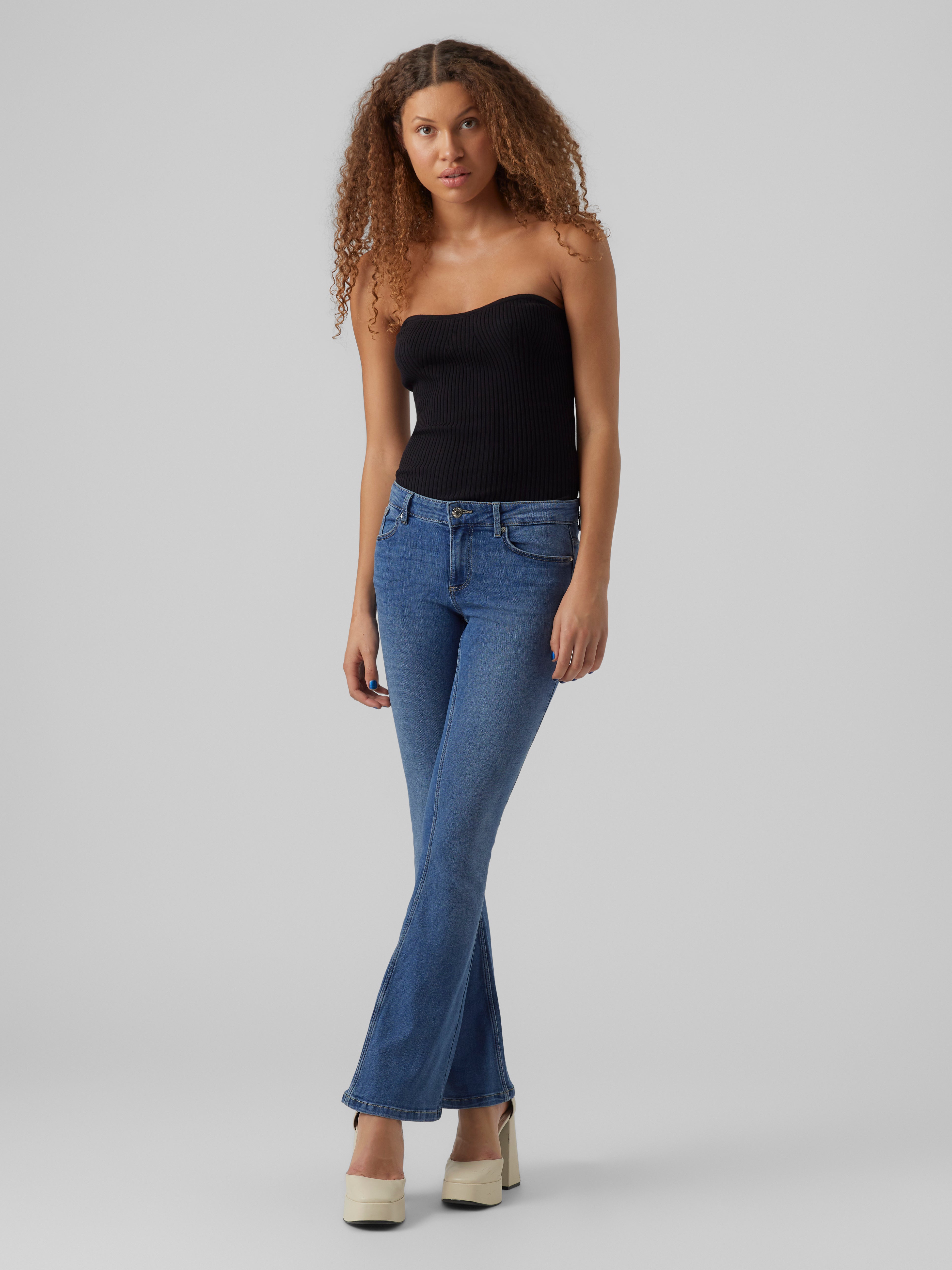 Mid rise flare leg cheap jeans