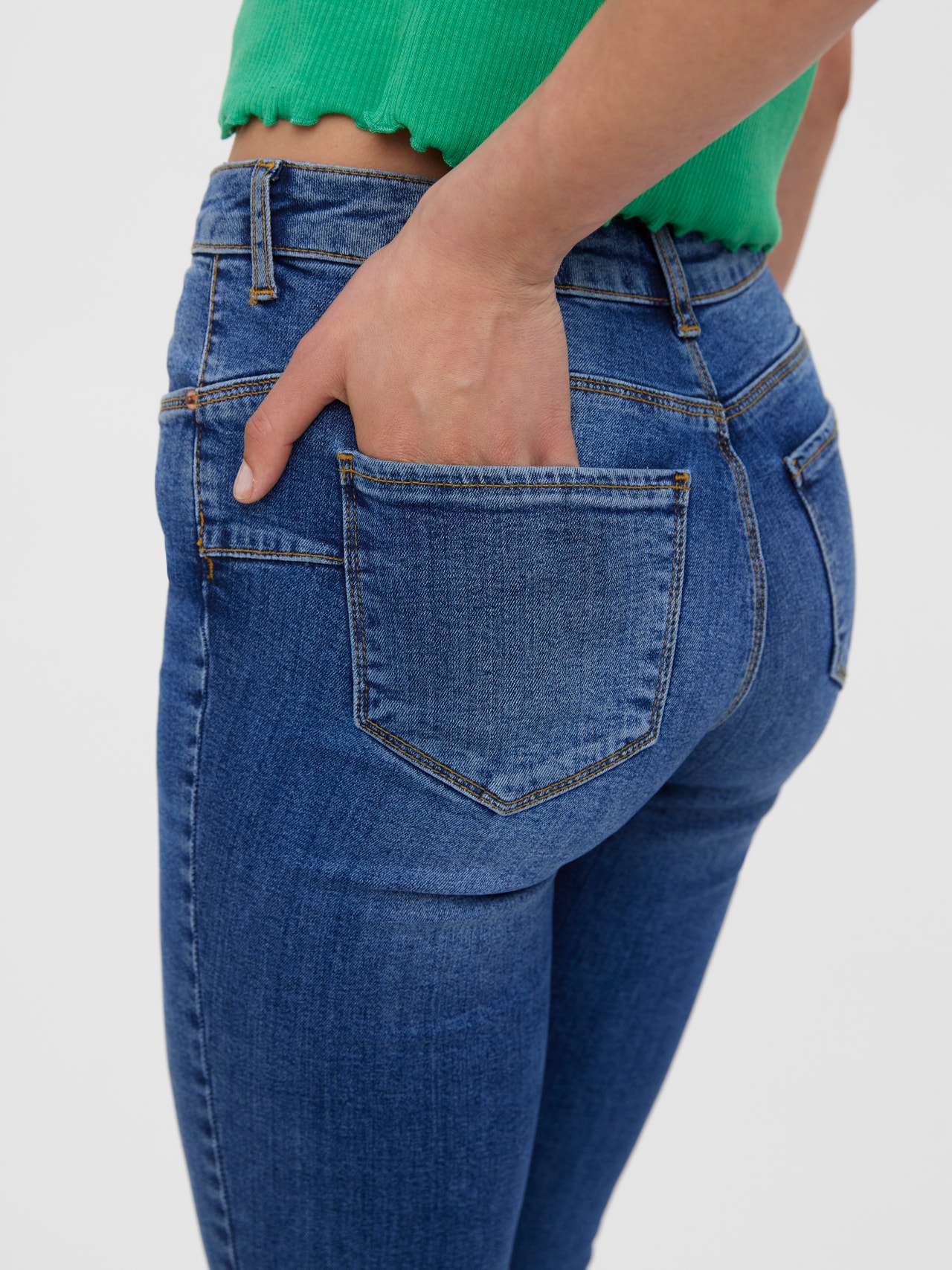 Vero Moda VMSEVEN Taille moyenne Slim Fit Jeans -Medium Blue Denim - 10279221