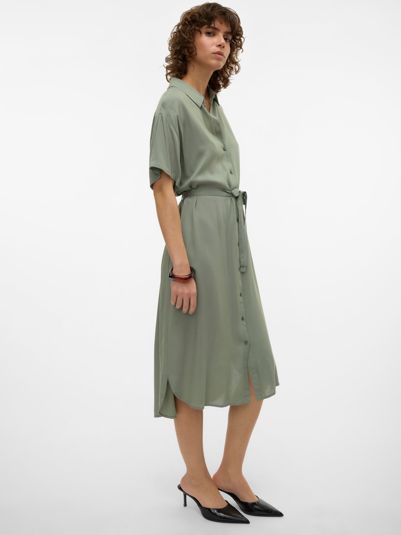 Vero Moda VMBUMPY Long dress -Hedge Green - 10279684