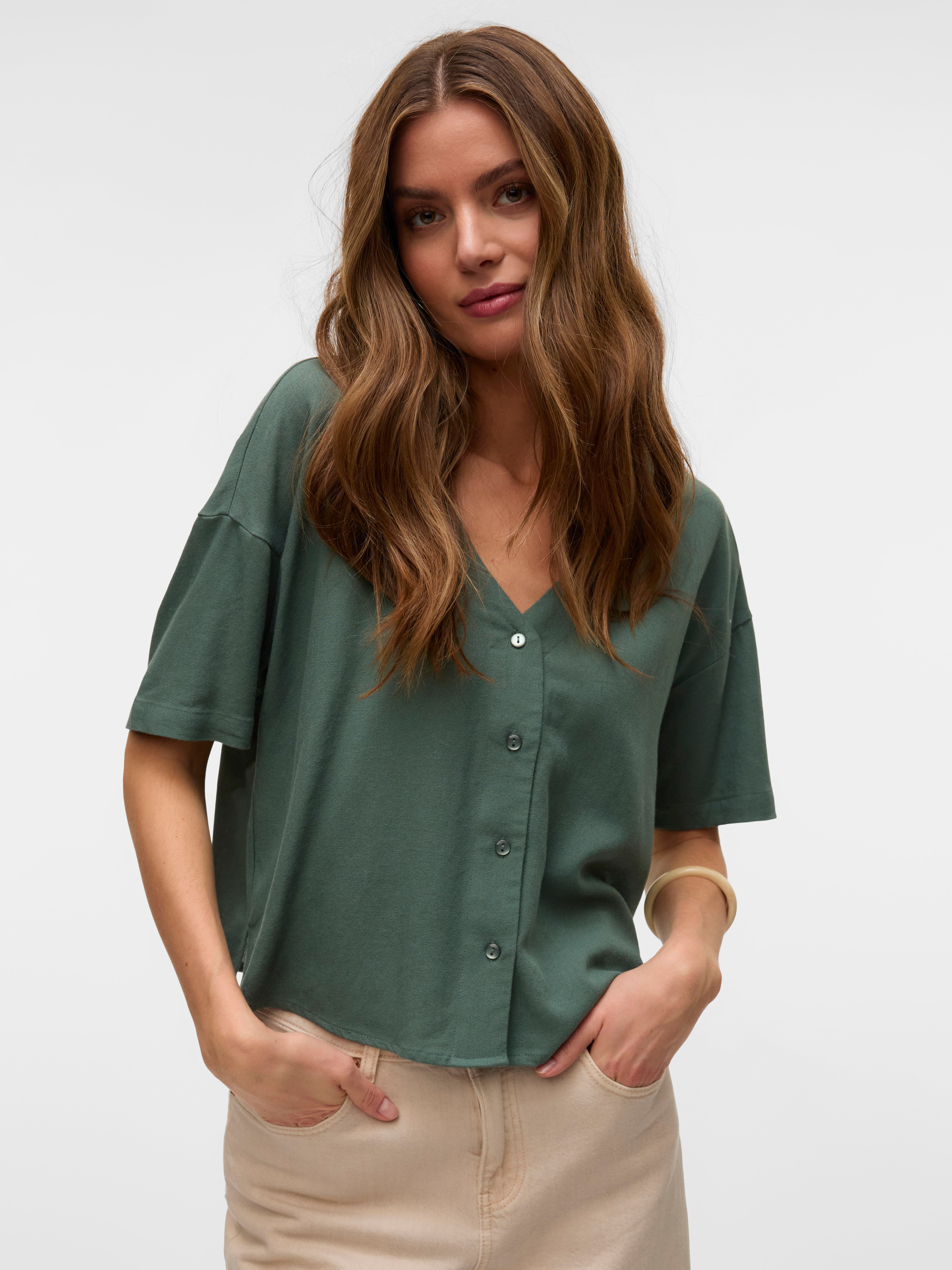 Wednesday's Girl - Vestito corto a maniche corte in pizzo marrone