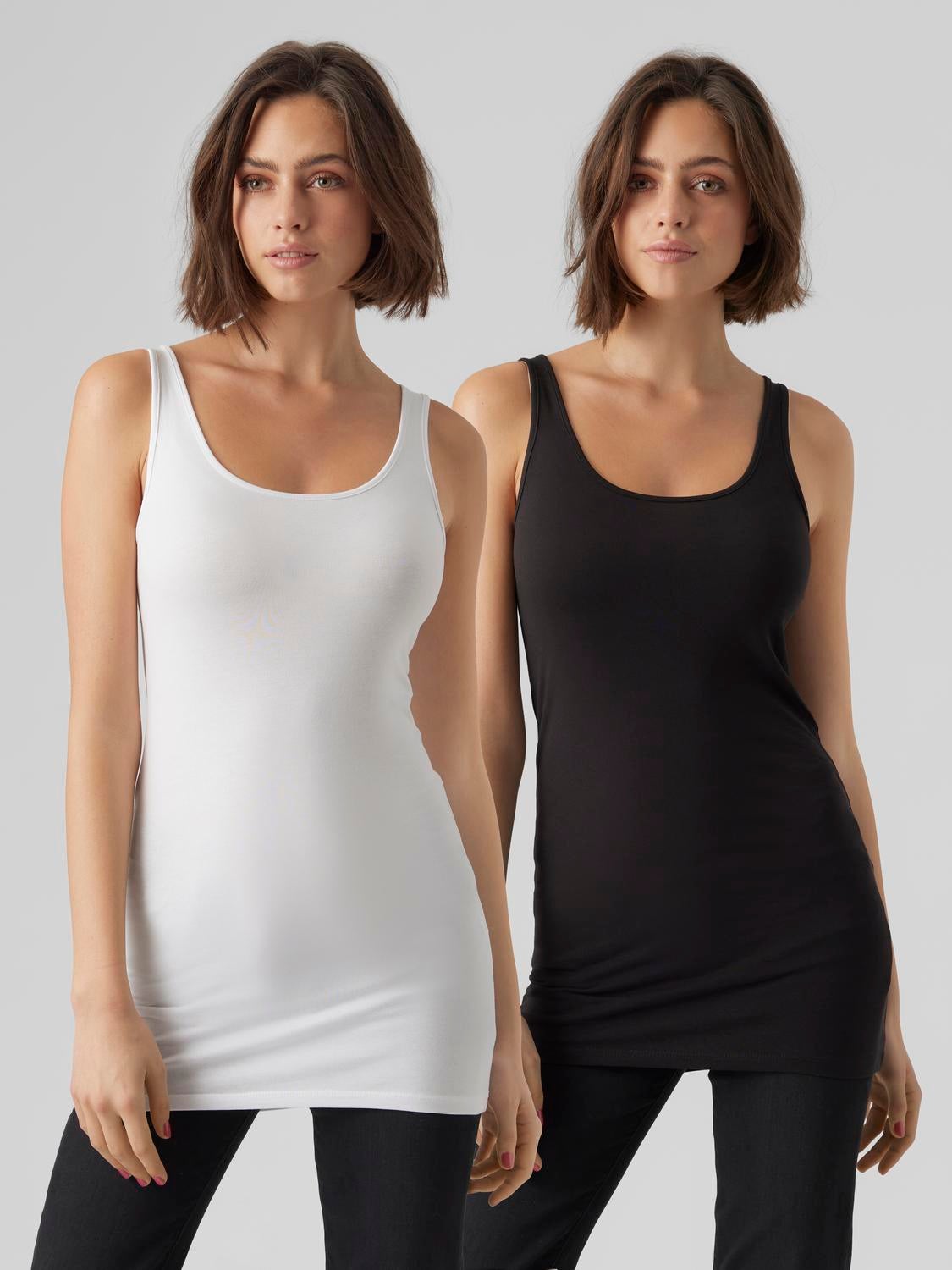 long tanktop 2-pack | Black | Vero Moda®