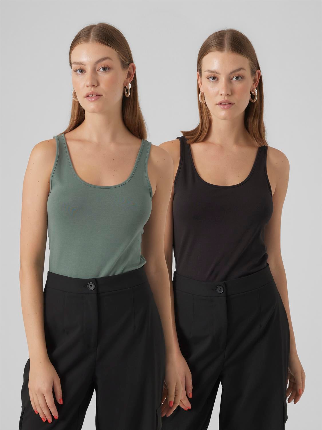 long tanktop 2-pack | Black | Vero Moda®