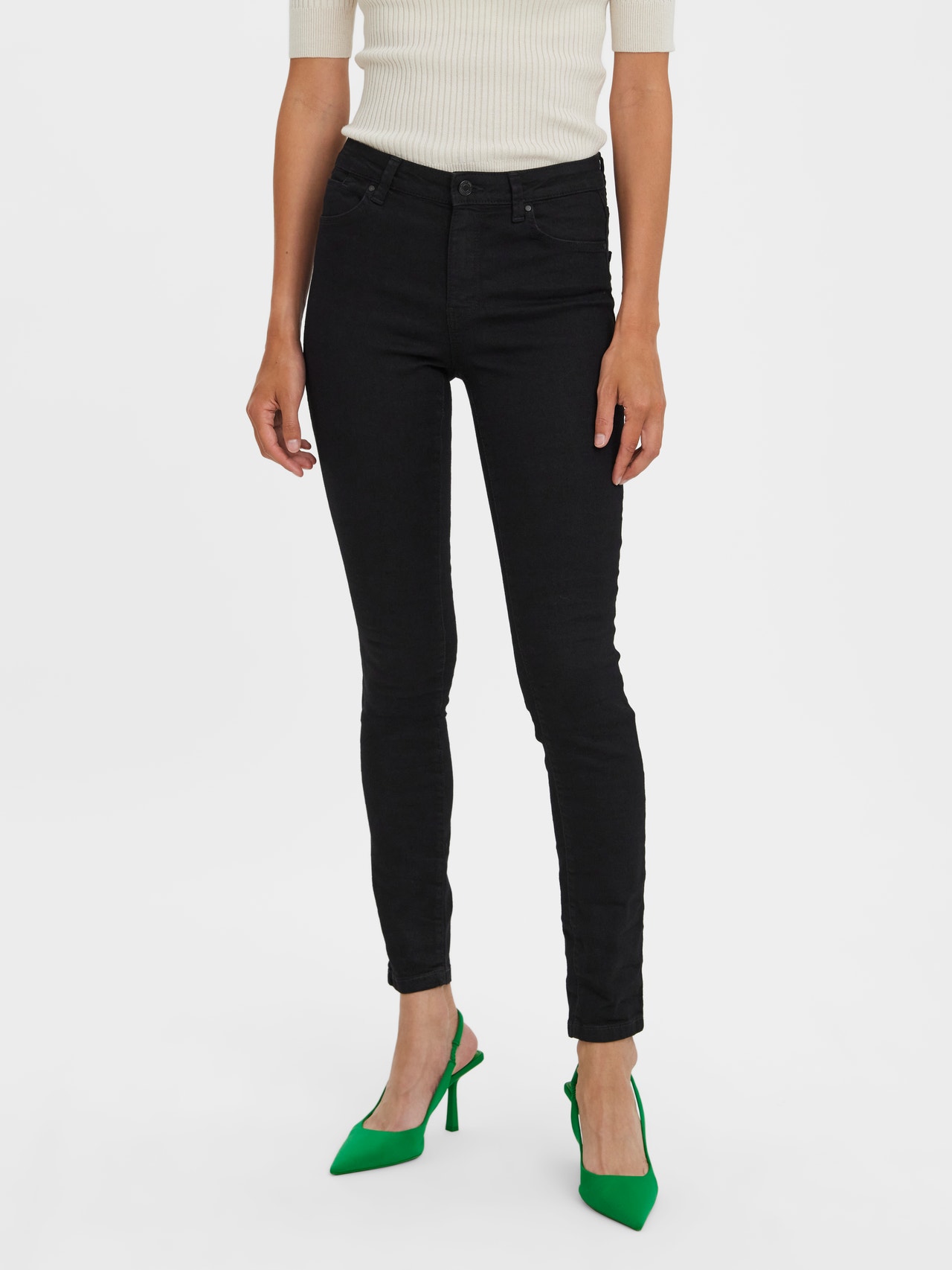 Vero Moda VMFLEX-IT Taille moyenne Skinny Fit Jeans -Black - 10282223