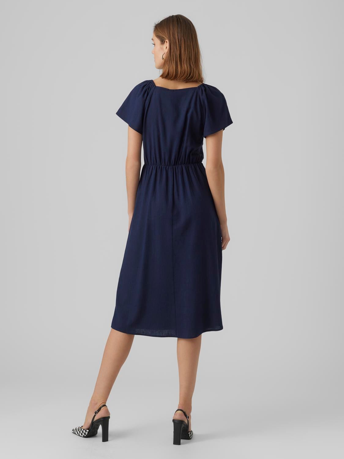 Vero moda linen maxi dress with volume clearance sleeve