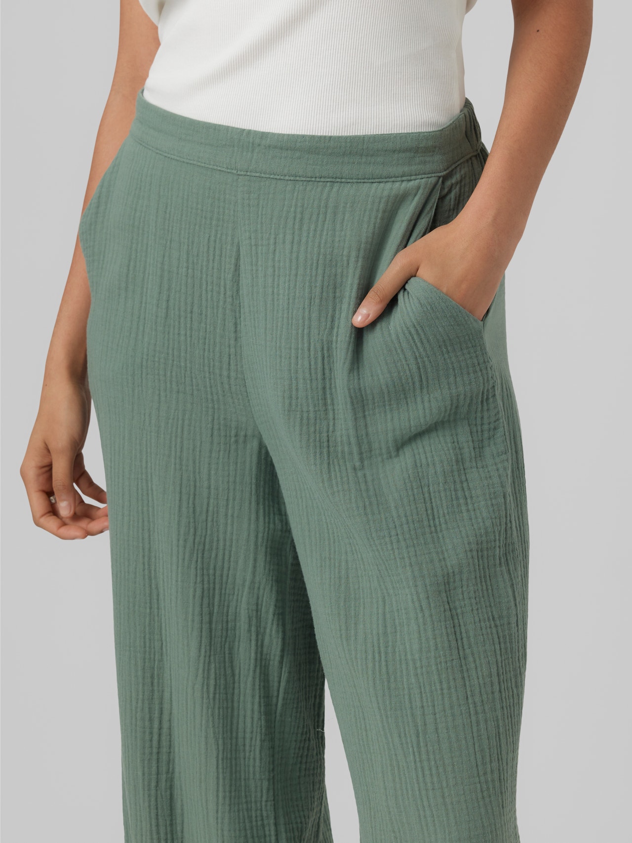 høj talje bukser | Mellemgrøn | Vero Moda®