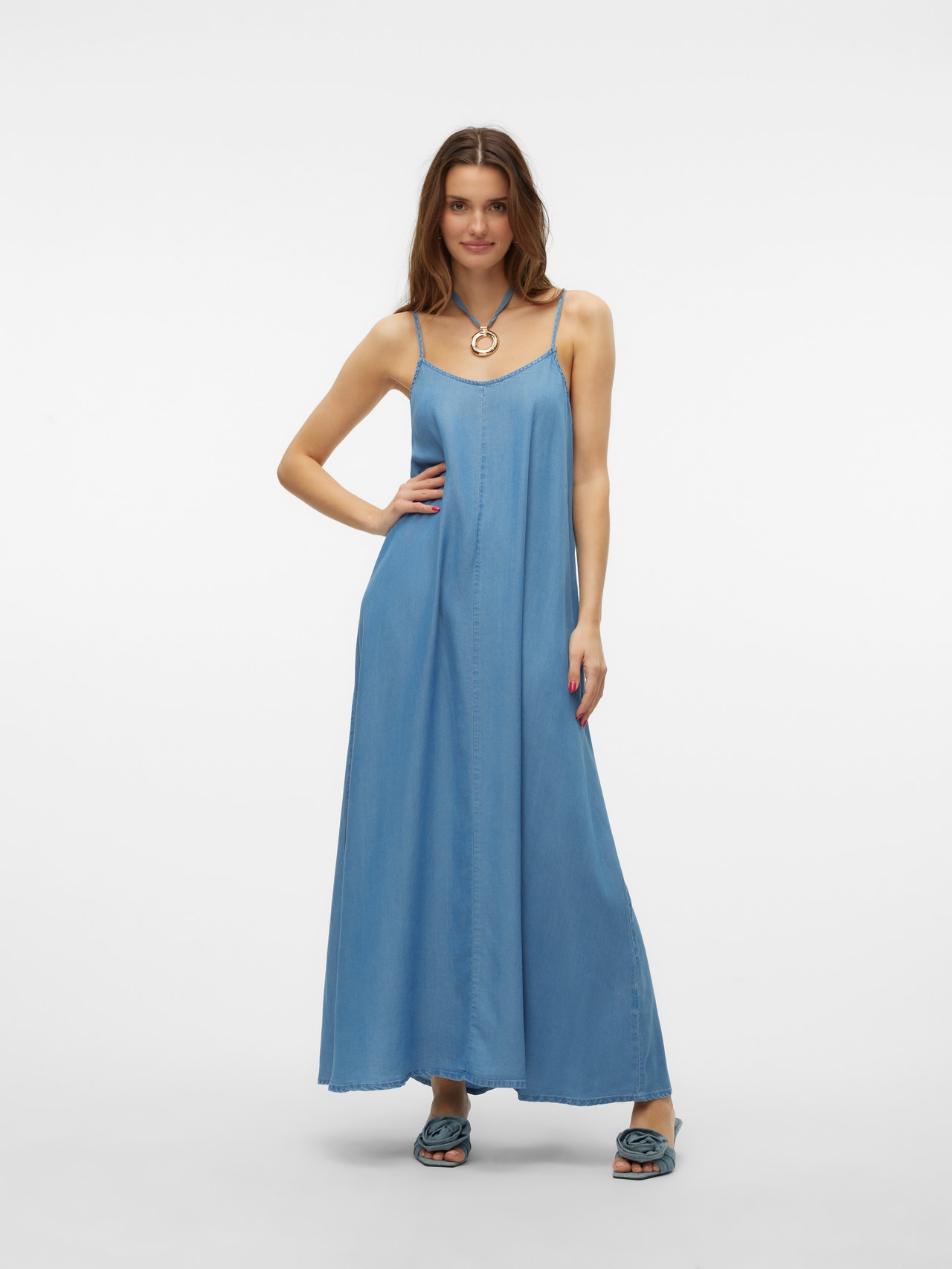 Vero Moda VMHARPER Robe longue -Medium Blue Denim - 10283677