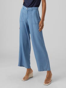 Vero Moda VMHARPER Mid waist Trousers -Medium Blue Denim - 10283715